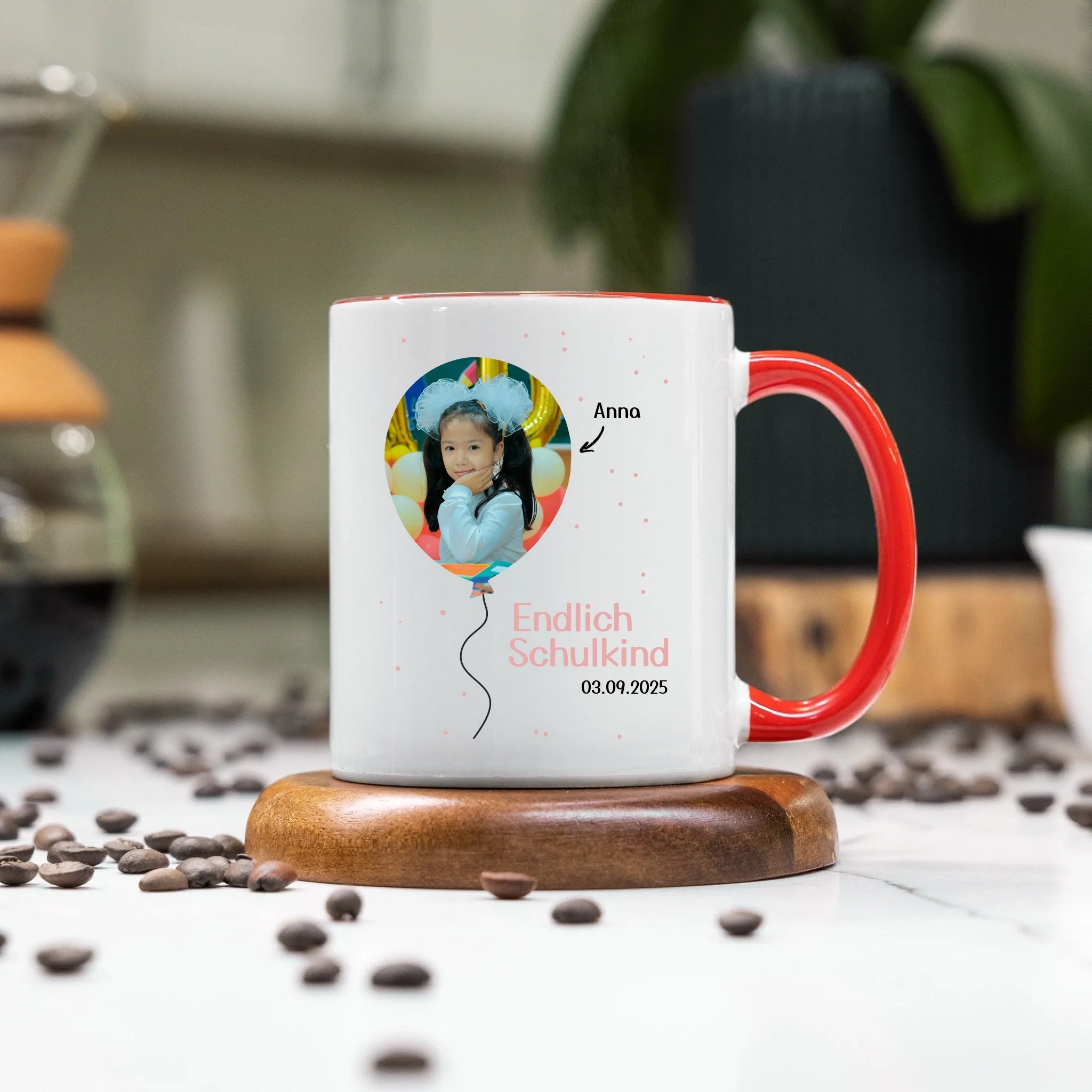 Foto Tasse Schulkind 2025 Mädchen Junge, Schulanfang Einschulung Fototasse Personalisiert mit Bild & Name, Einschulungsgeschenk ersten Schultag für Erstklässler