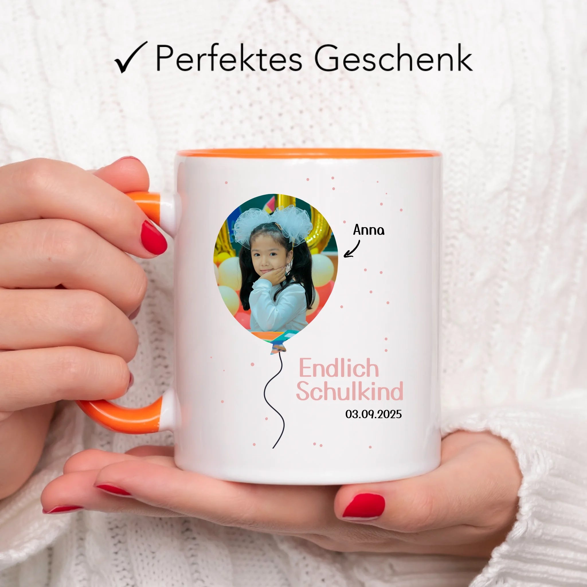 Foto Tasse Schulkind 2025 Mädchen Junge, Schulanfang Einschulung Fototasse Personalisiert mit Bild & Name, Einschulungsgeschenk ersten Schultag für Erstklässler