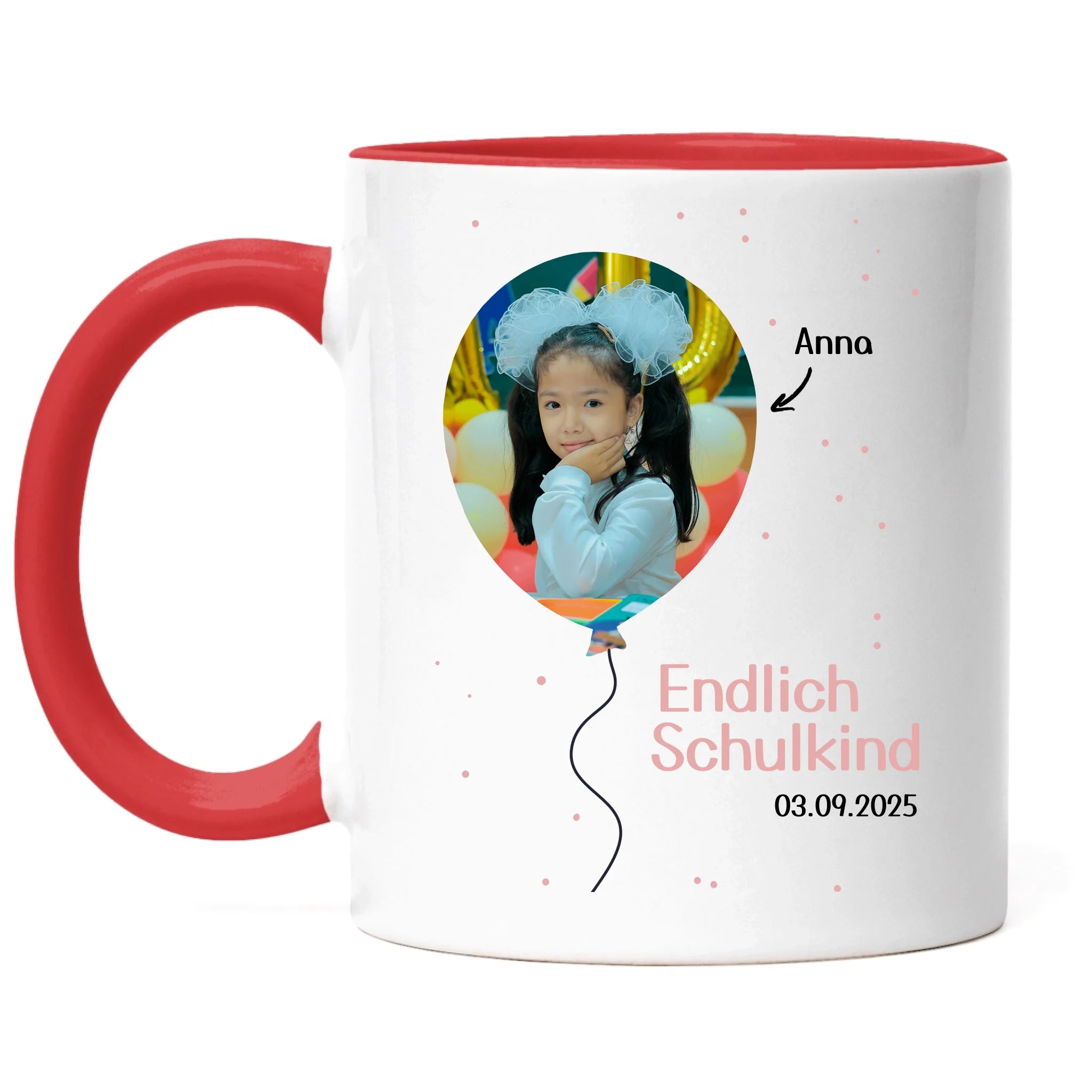 Foto Tasse Schulkind 2025 Mädchen Junge, Schulanfang Einschulung Fototasse Personalisiert mit Bild & Name, Einschulungsgeschenk ersten Schultag für Erstklässler