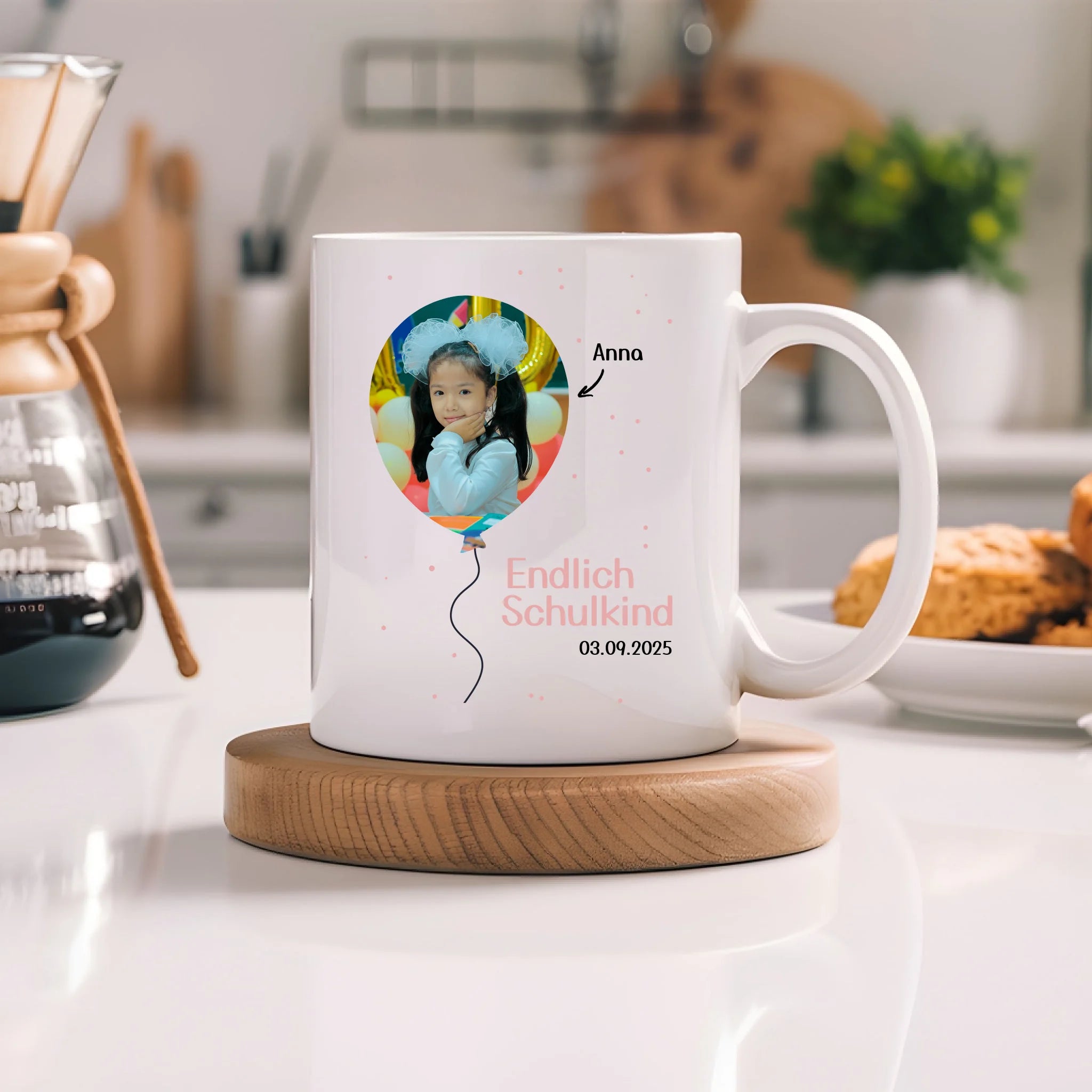 Foto Tasse Schulkind 2025 Mädchen Junge, Schulanfang Einschulung Fototasse Personalisiert mit Bild & Name, Einschulungsgeschenk ersten Schultag für Erstklässler