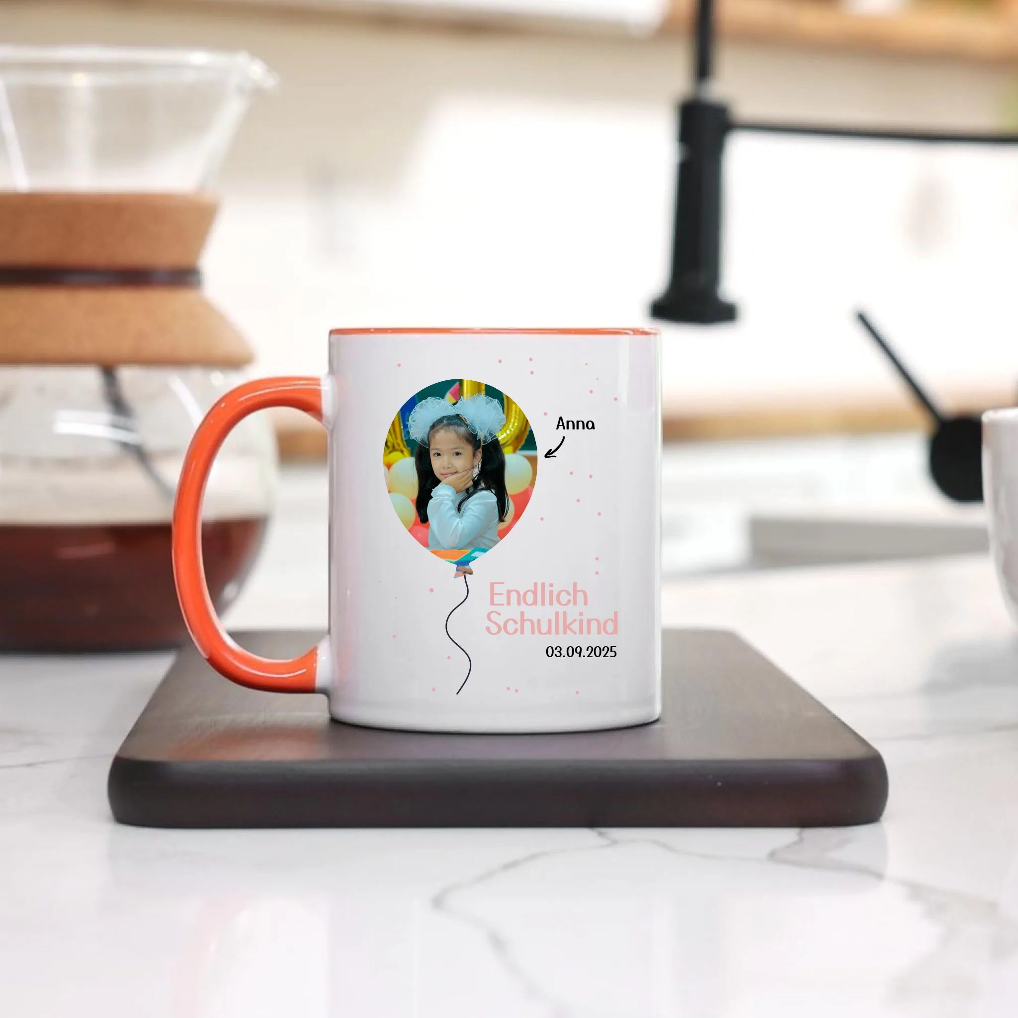Foto Tasse Schulkind 2025 Mädchen Junge, Schulanfang Einschulung Fototasse Personalisiert mit Bild & Name, Einschulungsgeschenk ersten Schultag für Erstklässler