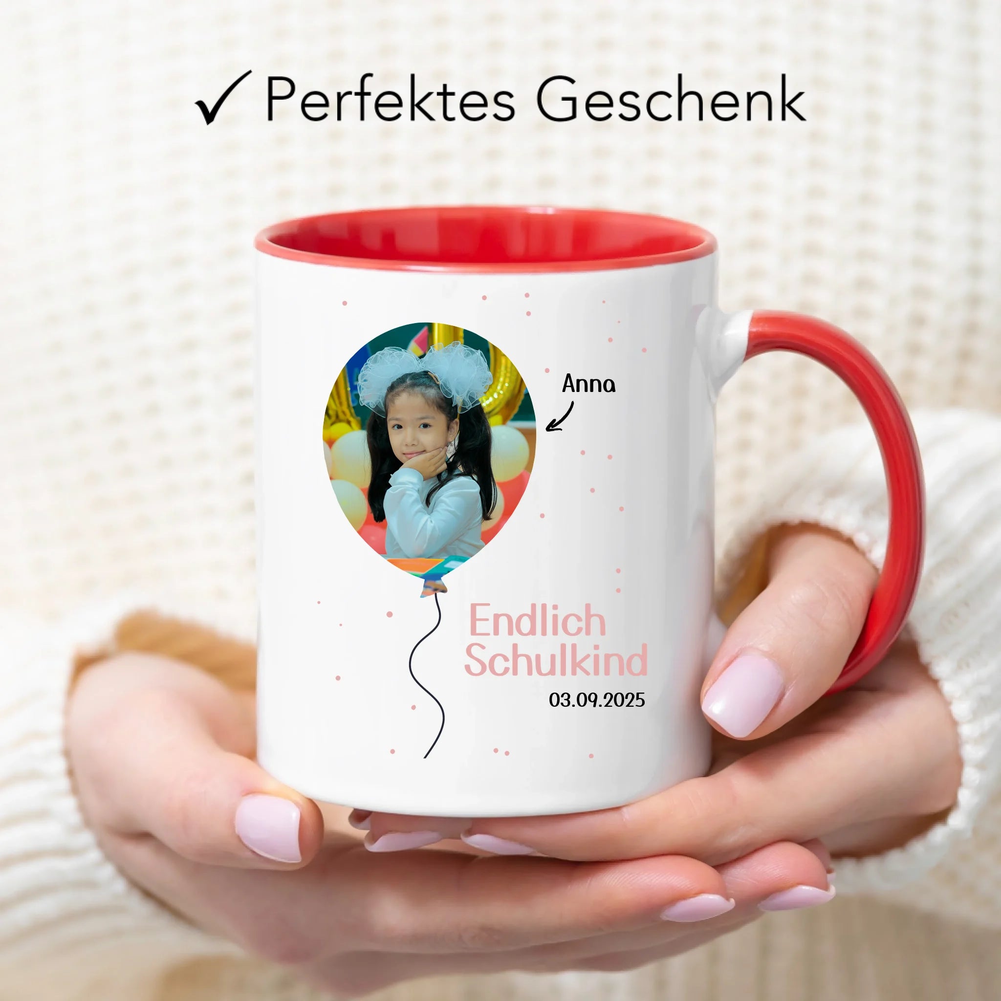 Foto Tasse Schulkind 2025 Mädchen Junge, Schulanfang Einschulung Fototasse Personalisiert mit Bild & Name, Einschulungsgeschenk ersten Schultag für Erstklässler