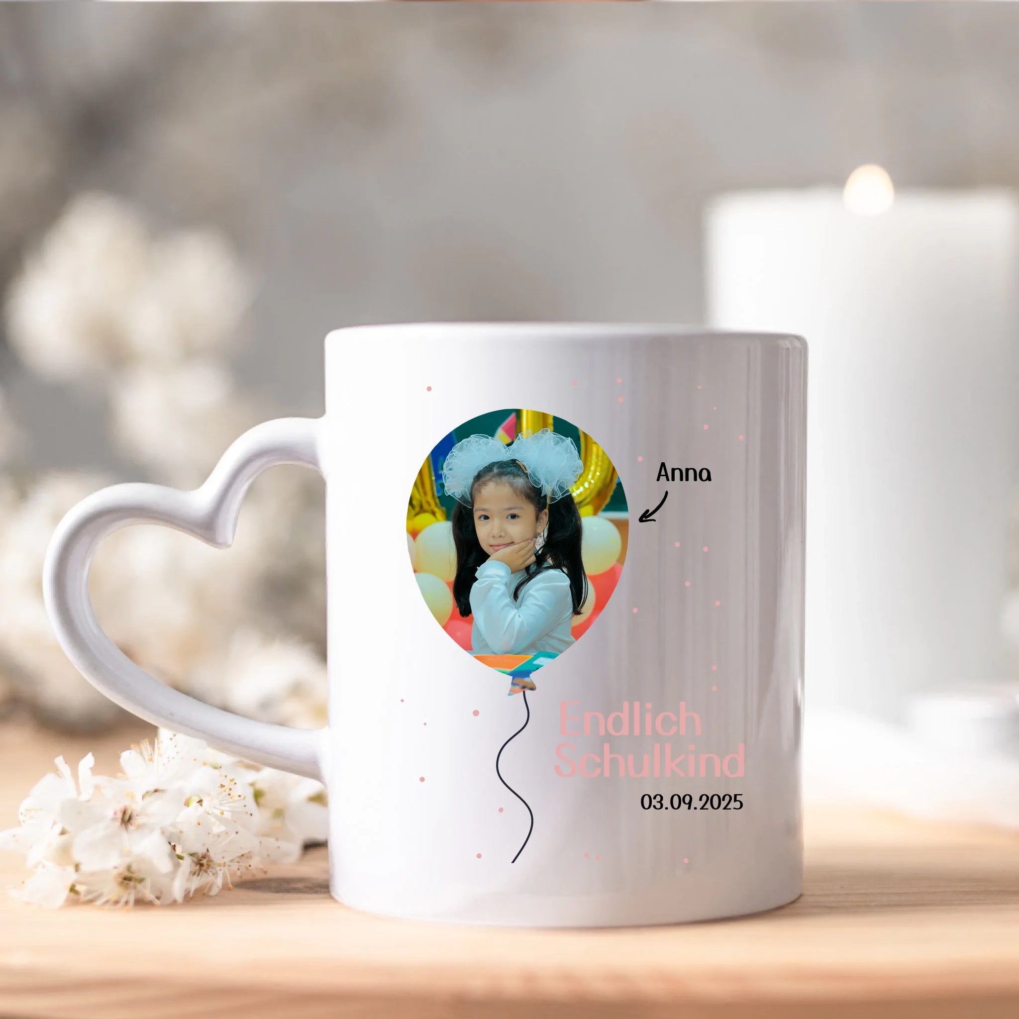 Foto Tasse Schulkind 2025 Mädchen Junge, Schulanfang Einschulung Fototasse Personalisiert mit Bild & Name, Einschulungsgeschenk ersten Schultag für Erstklässler