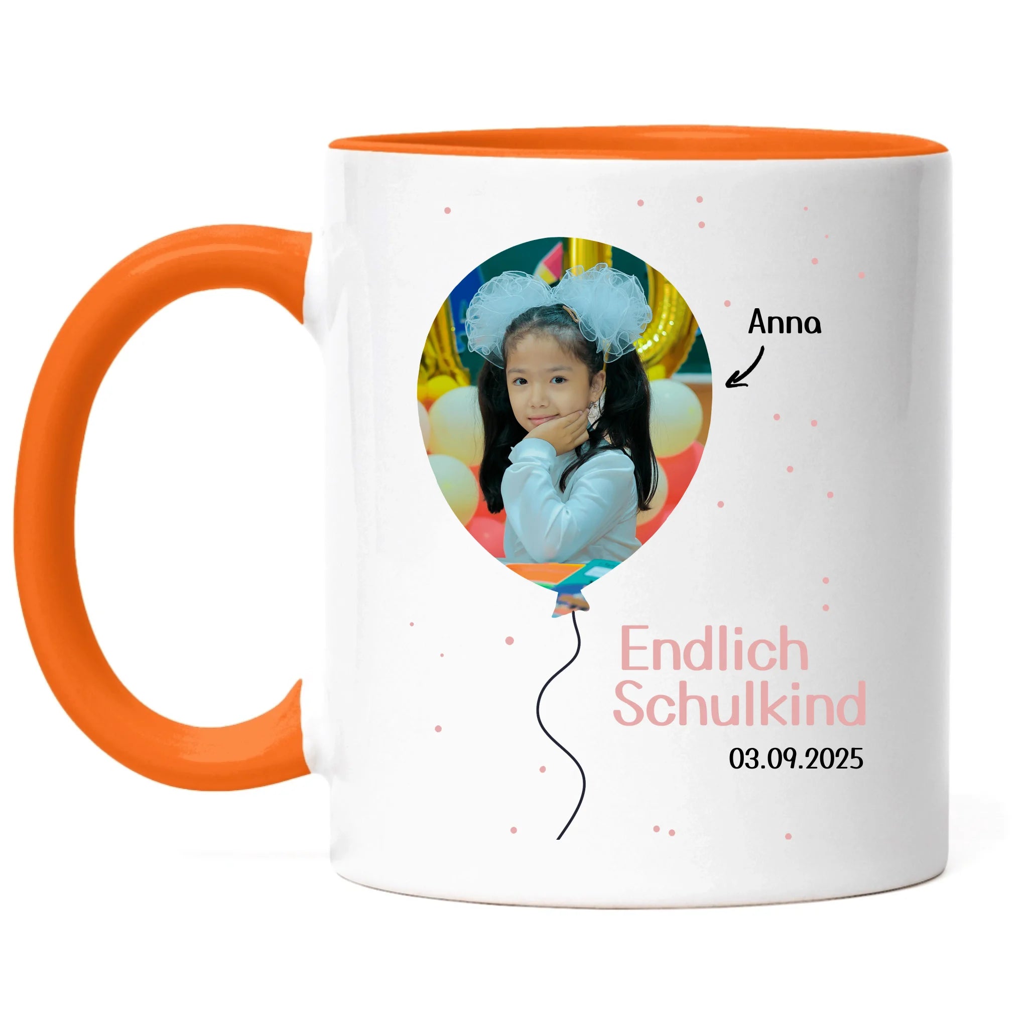 Foto Tasse Schulkind 2025 Mädchen Junge, Schulanfang Einschulung Fototasse Personalisiert mit Bild & Name, Einschulungsgeschenk ersten Schultag für Erstklässler