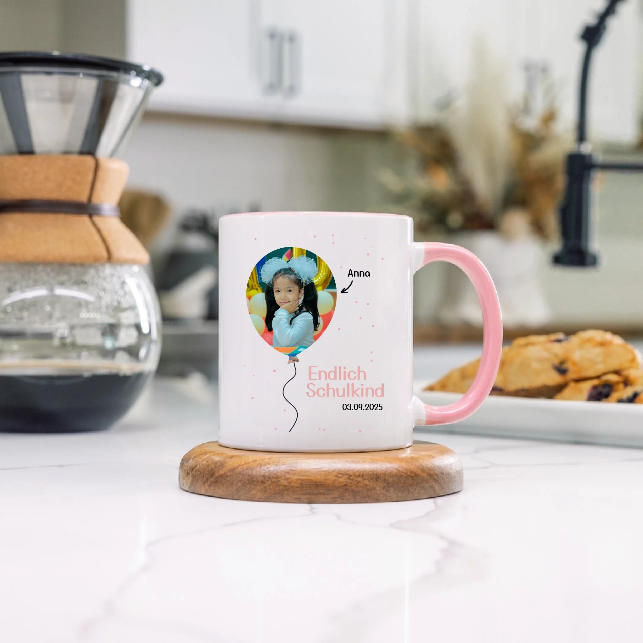 Foto Tasse Schulkind 2025 Mädchen Junge, Schulanfang Einschulung Fototasse Personalisiert mit Bild & Name, Einschulungsgeschenk ersten Schultag für Erstklässler