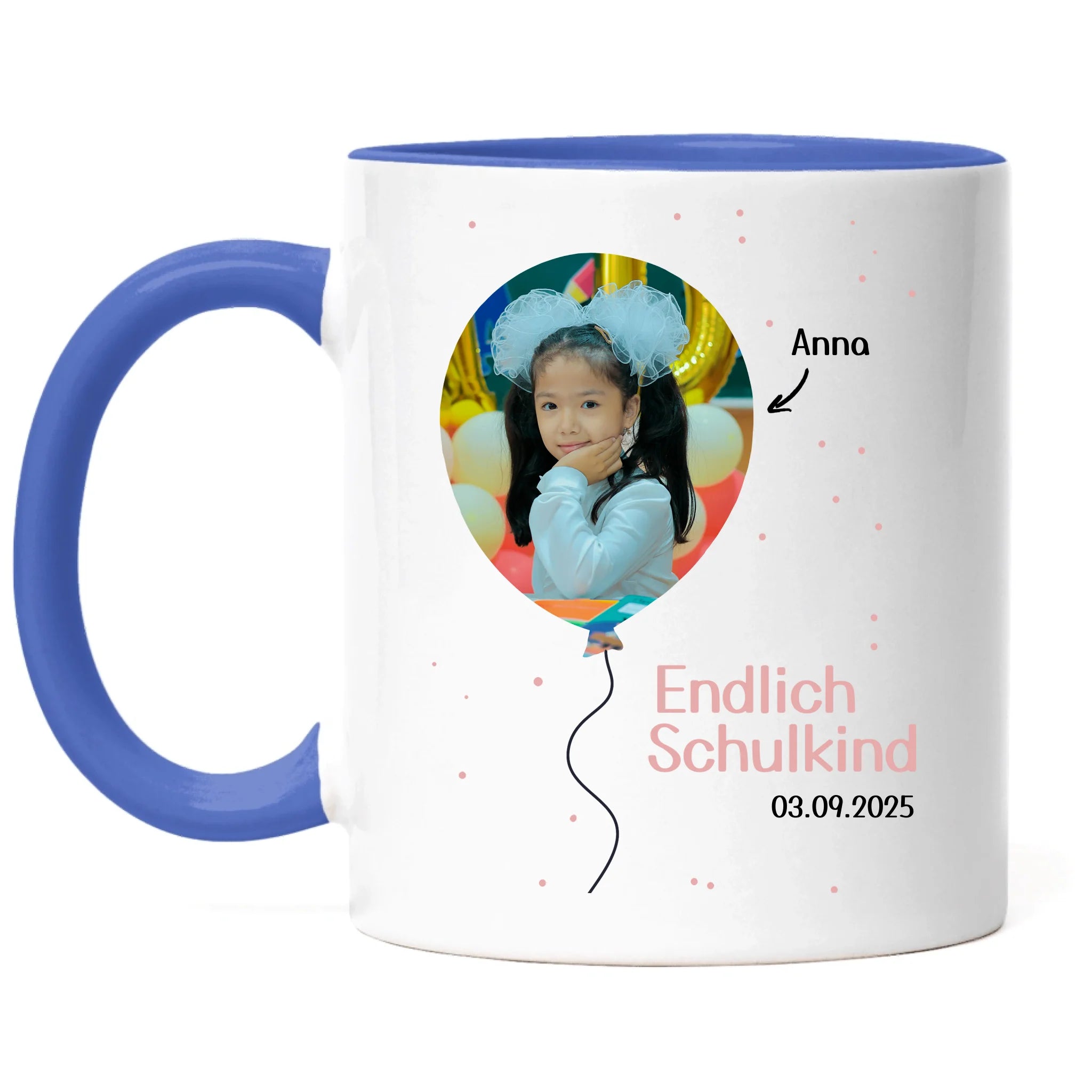 Foto Tasse Schulkind 2025 Mädchen Junge, Schulanfang Einschulung Fototasse Personalisiert mit Bild & Name, Einschulungsgeschenk ersten Schultag für Erstklässler