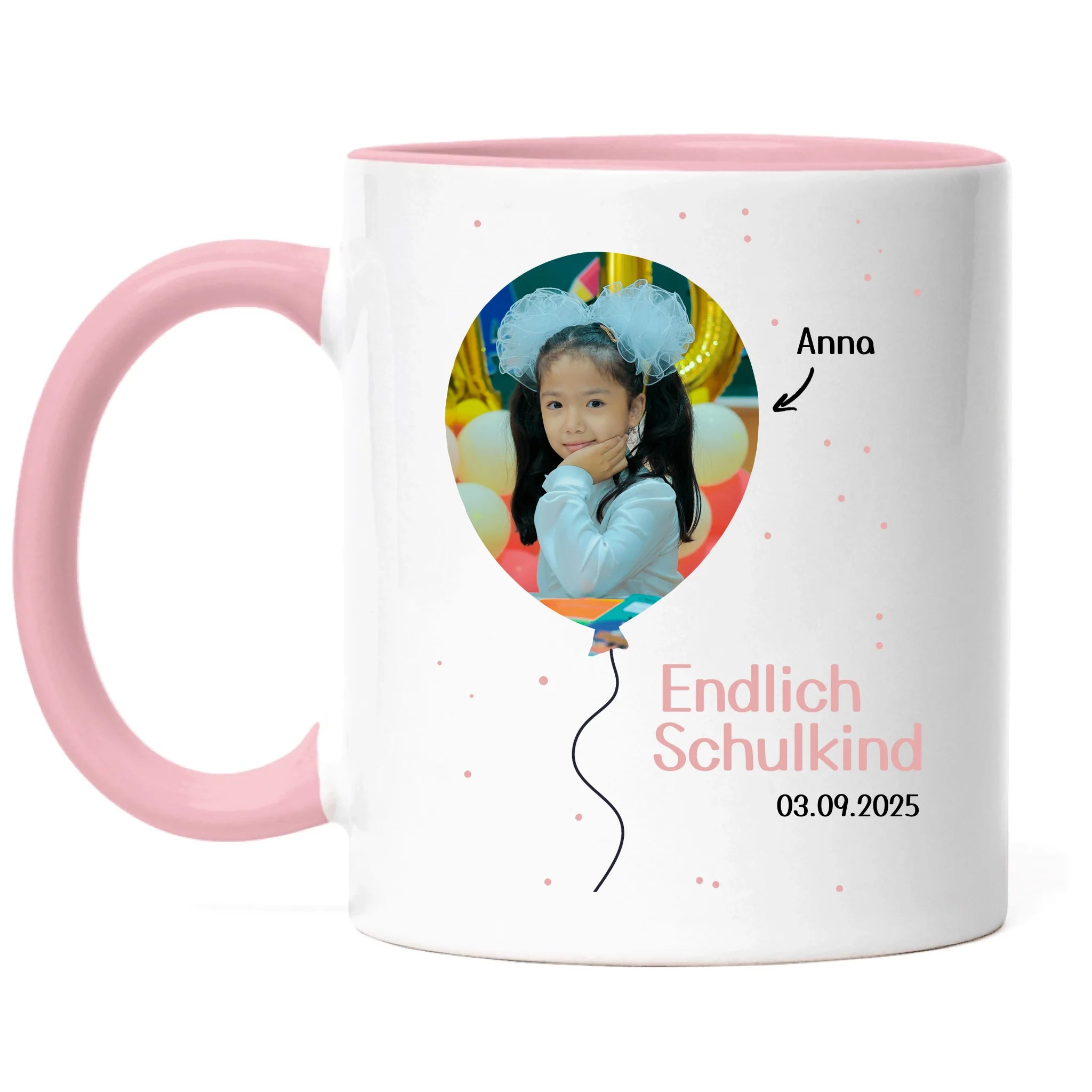 Foto Tasse Schulkind 2025 Mädchen Junge, Schulanfang Einschulung Fototasse Personalisiert mit Bild & Name, Einschulungsgeschenk ersten Schultag für Erstklässler