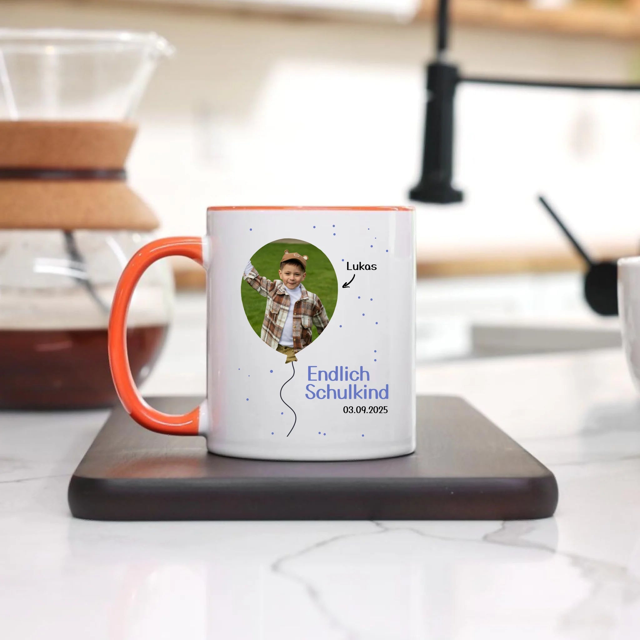 Foto Tasse Schulkind 2025 Junge Mädchen, Schulanfang Einschulung Fototasse Personalisiert mit Bild & Name, Einschulungsgeschenk ersten Schultag für Erstklässler