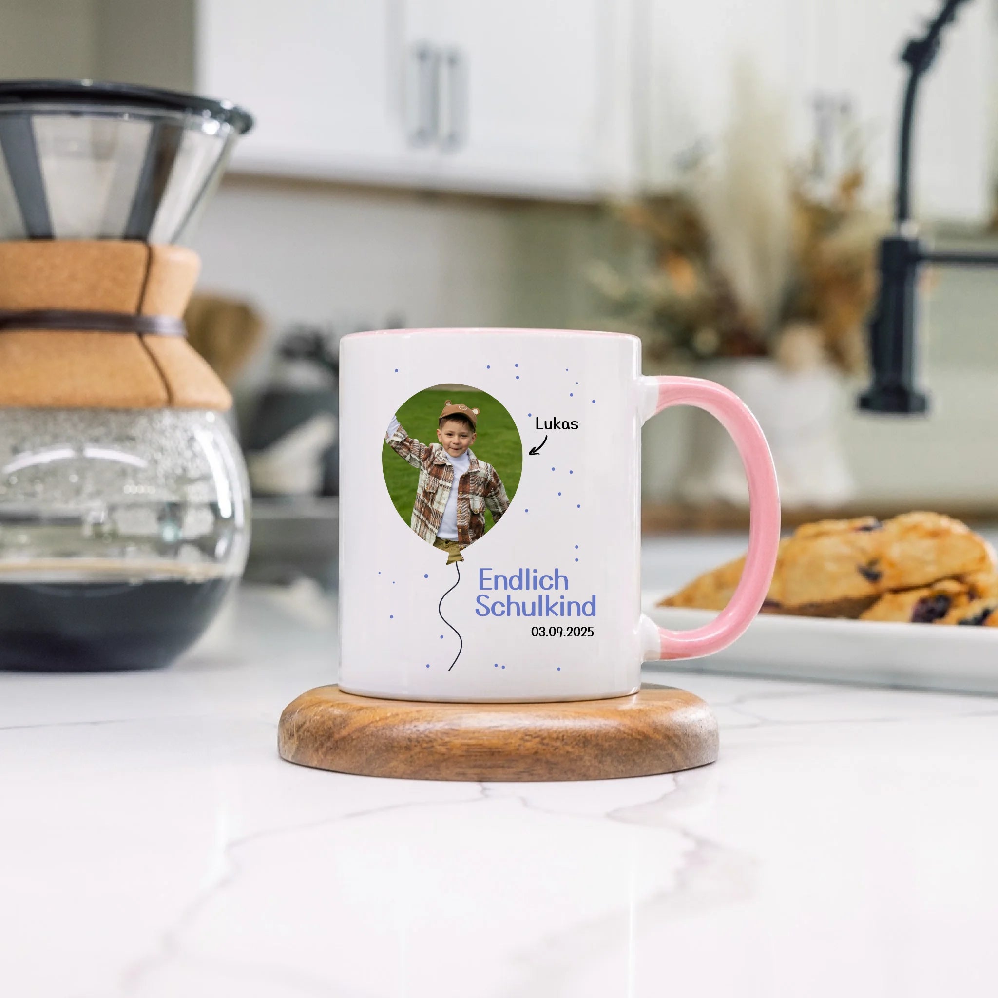Foto Tasse Schulkind 2025 Junge Mädchen, Schulanfang Einschulung Fototasse Personalisiert mit Bild & Name, Einschulungsgeschenk ersten Schultag für Erstklässler