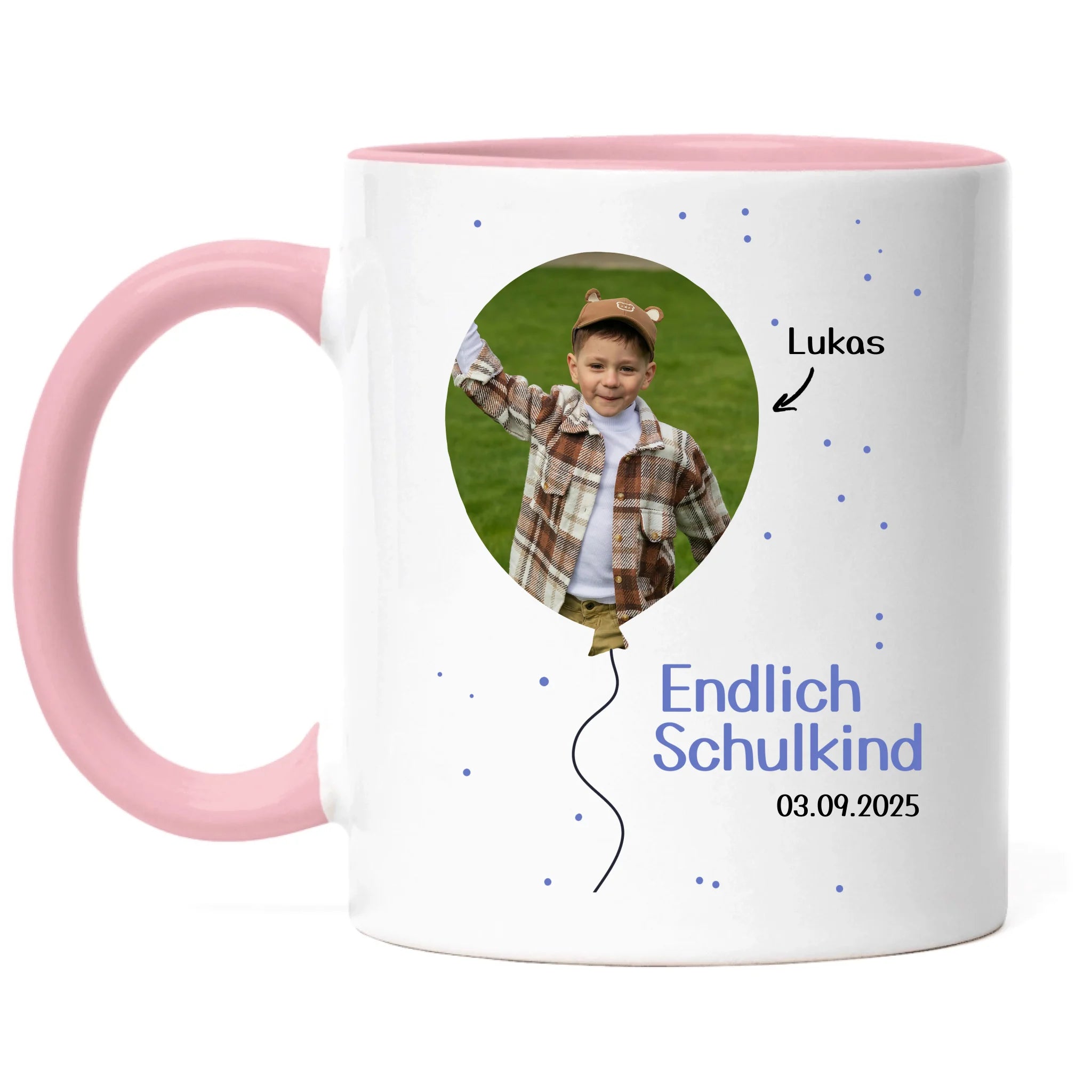 Foto Tasse Schulkind 2025 Junge Mädchen, Schulanfang Einschulung Fototasse Personalisiert mit Bild & Name, Einschulungsgeschenk ersten Schultag für Erstklässler