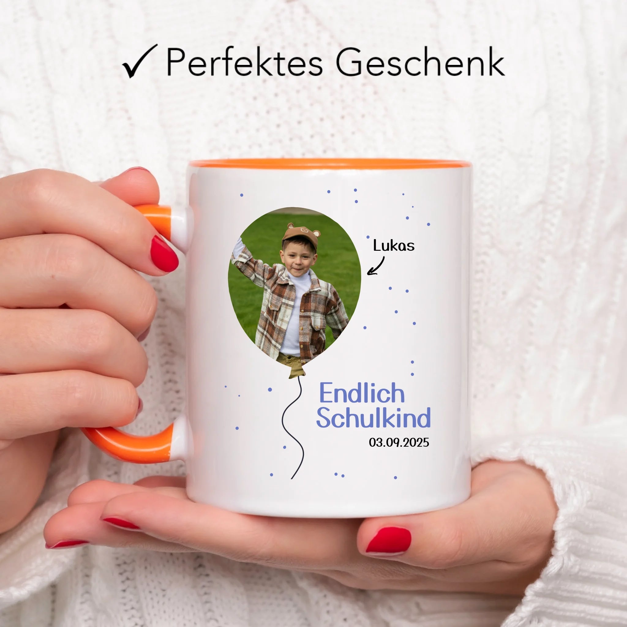 Foto Tasse Schulkind 2025 Junge Mädchen, Schulanfang Einschulung Fototasse Personalisiert mit Bild & Name, Einschulungsgeschenk ersten Schultag für Erstklässler