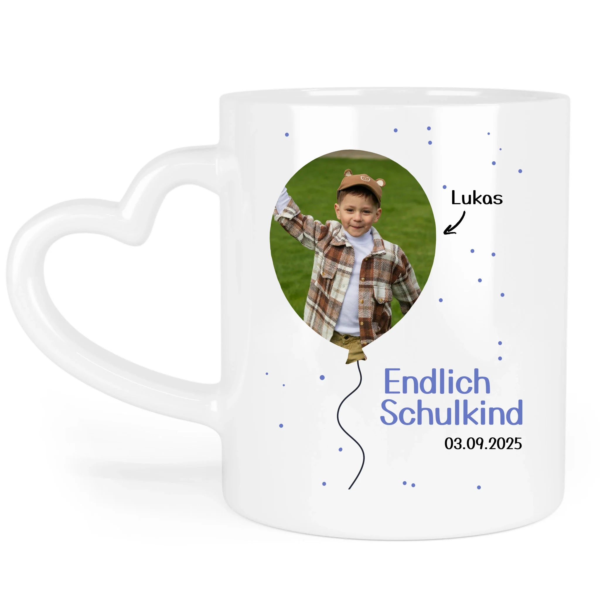 Foto Tasse Schulkind 2025 Junge Mädchen, Schulanfang Einschulung Fototasse Personalisiert mit Bild & Name, Einschulungsgeschenk ersten Schultag für Erstklässler