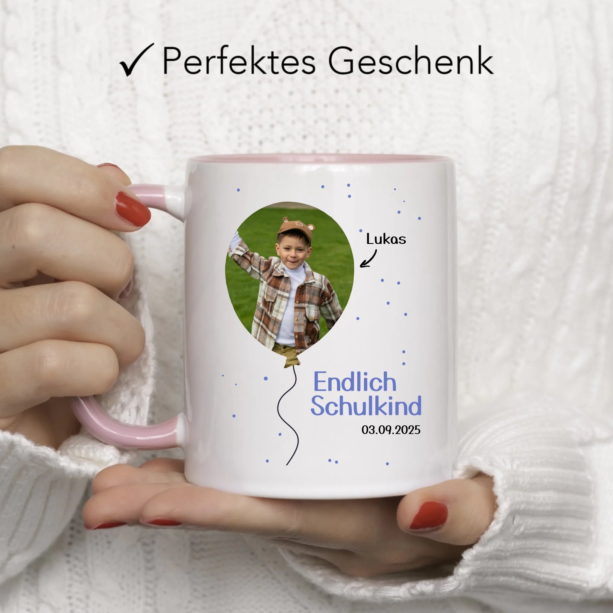 Foto Tasse Schulkind 2025 Junge Mädchen, Schulanfang Einschulung Fototasse Personalisiert mit Bild & Name, Einschulungsgeschenk ersten Schultag für Erstklässler