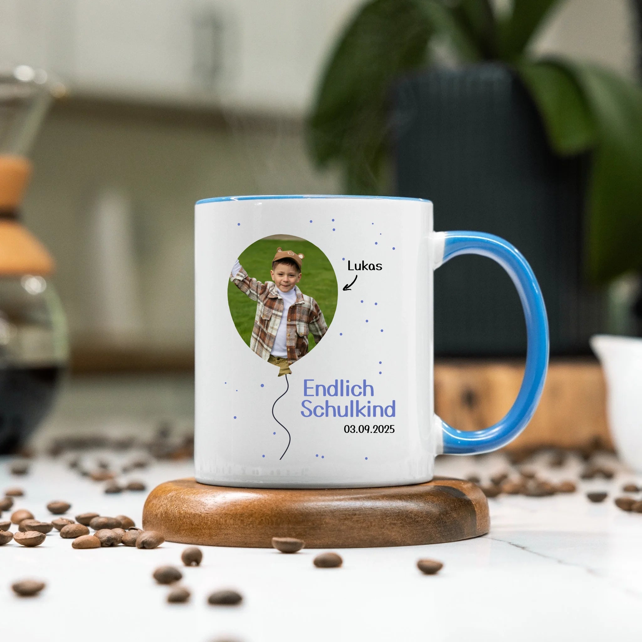 Foto Tasse Schulkind 2025 Junge Mädchen, Schulanfang Einschulung Fototasse Personalisiert mit Bild & Name, Einschulungsgeschenk ersten Schultag für Erstklässler