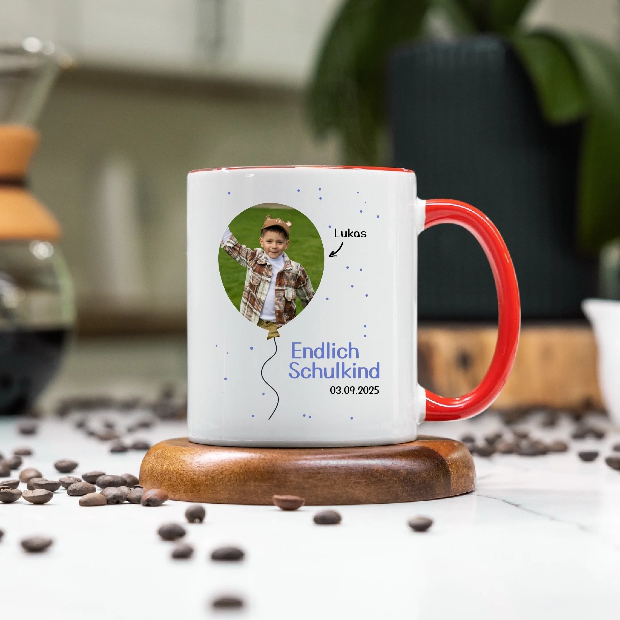 Foto Tasse Schulkind 2025 Junge Mädchen, Schulanfang Einschulung Fototasse Personalisiert mit Bild & Name, Einschulungsgeschenk ersten Schultag für Erstklässler