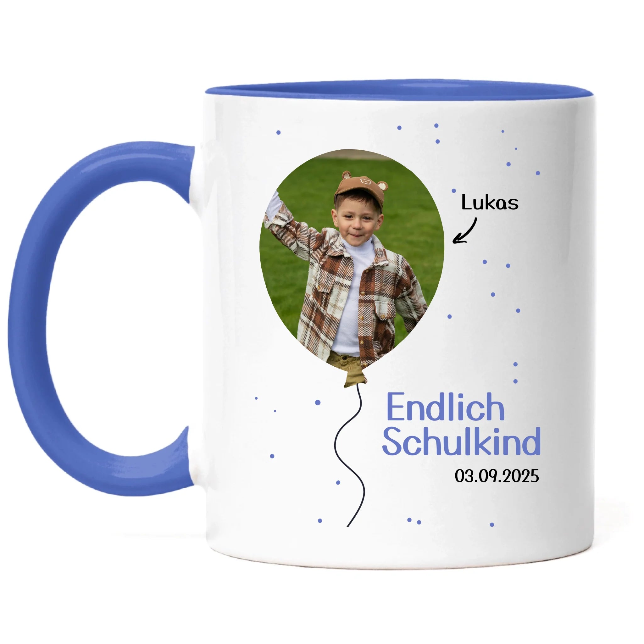 Foto Tasse Schulkind 2025 Junge Mädchen, Schulanfang Einschulung Fototasse Personalisiert mit Bild & Name, Einschulungsgeschenk ersten Schultag für Erstklässler