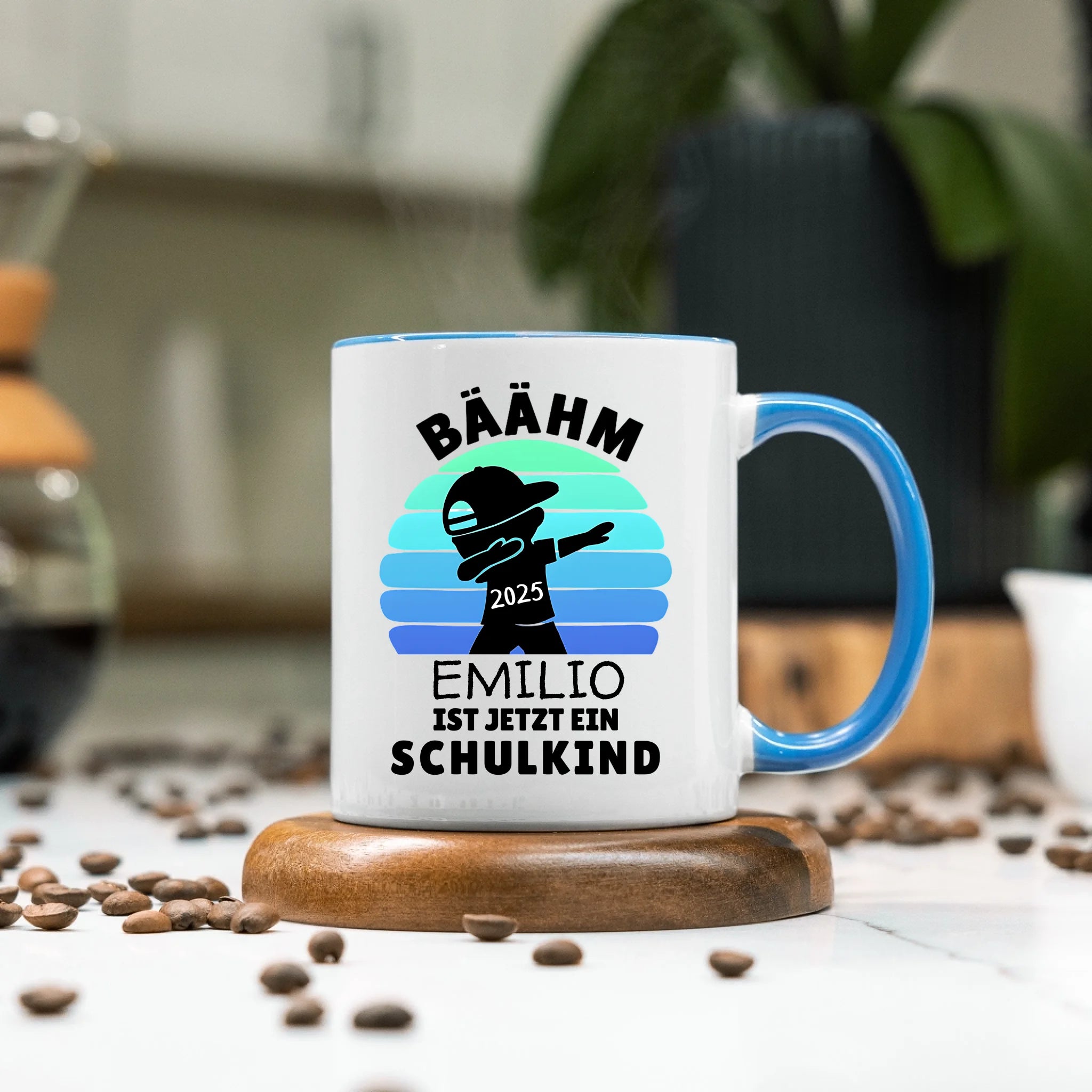 Bäähm Schulkind 2025 Tasse Personalisiert, Kleines Geschenk Einschulung Schulstart Schuleinführung mit Name & Jahr für Erstklässler