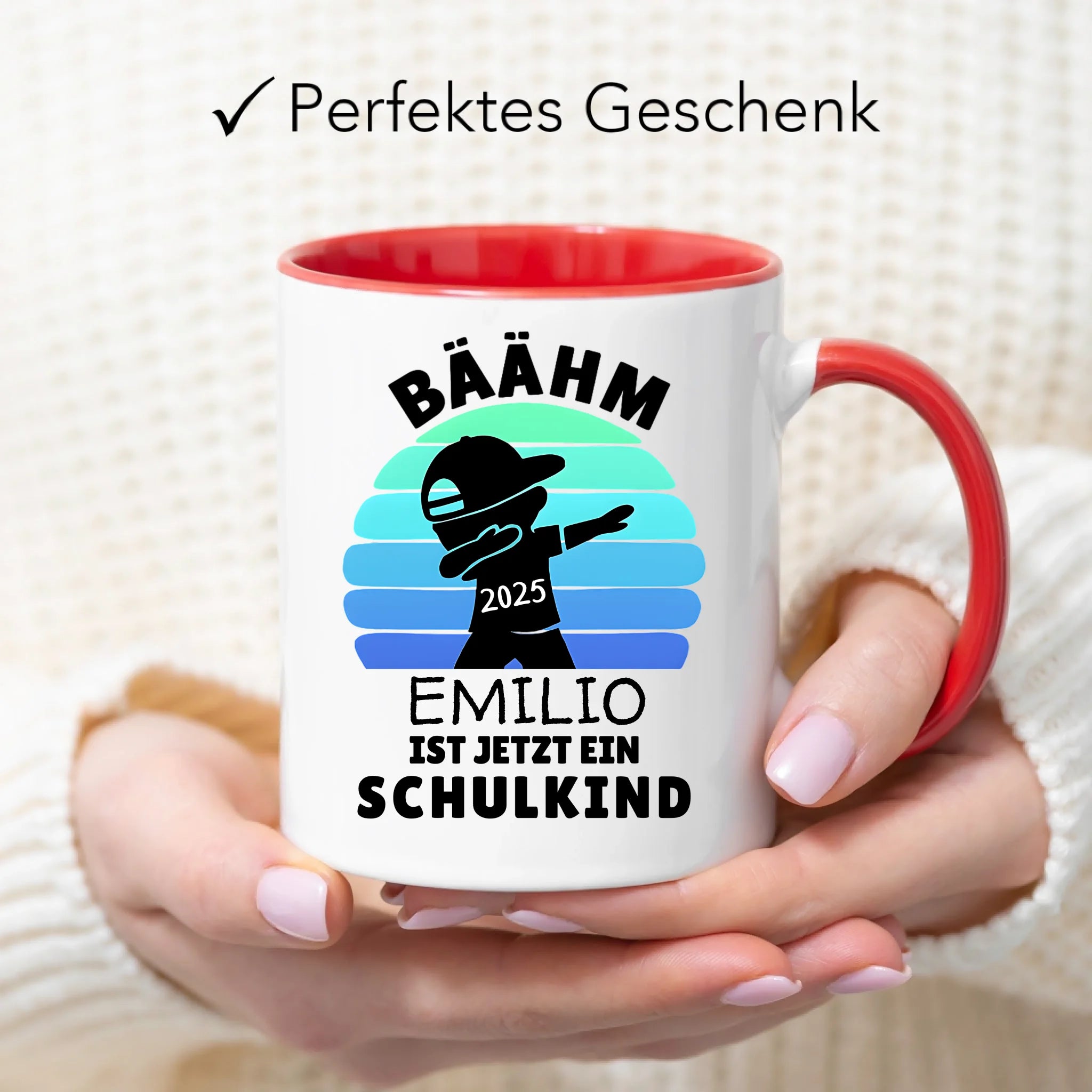 Bäähm Schulkind 2025 Tasse Personalisiert, Kleines Geschenk Einschulung Schulstart Schuleinführung mit Name & Jahr für Erstklässler