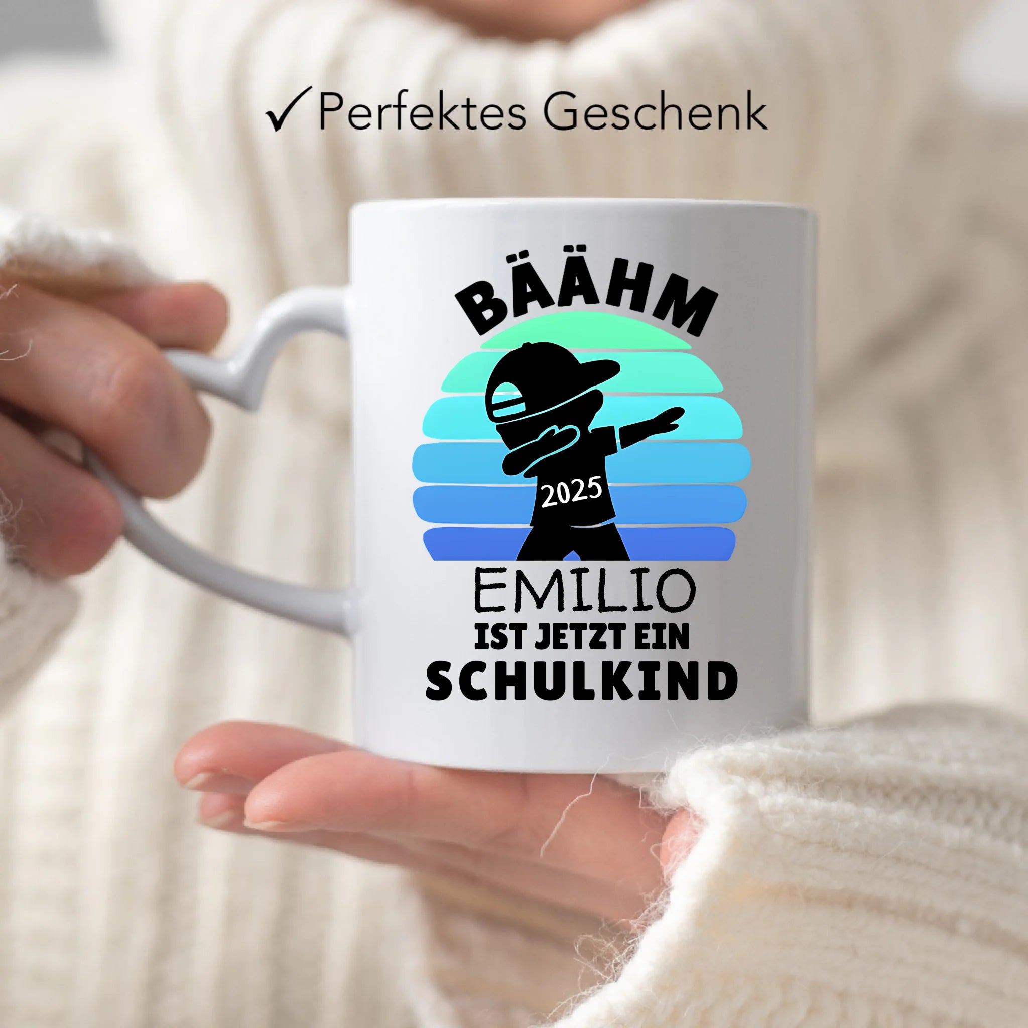 Bäähm Schulkind 2025 Tasse Personalisiert, Kleines Geschenk Einschulung Schulstart Schuleinführung mit Name & Jahr für Erstklässler