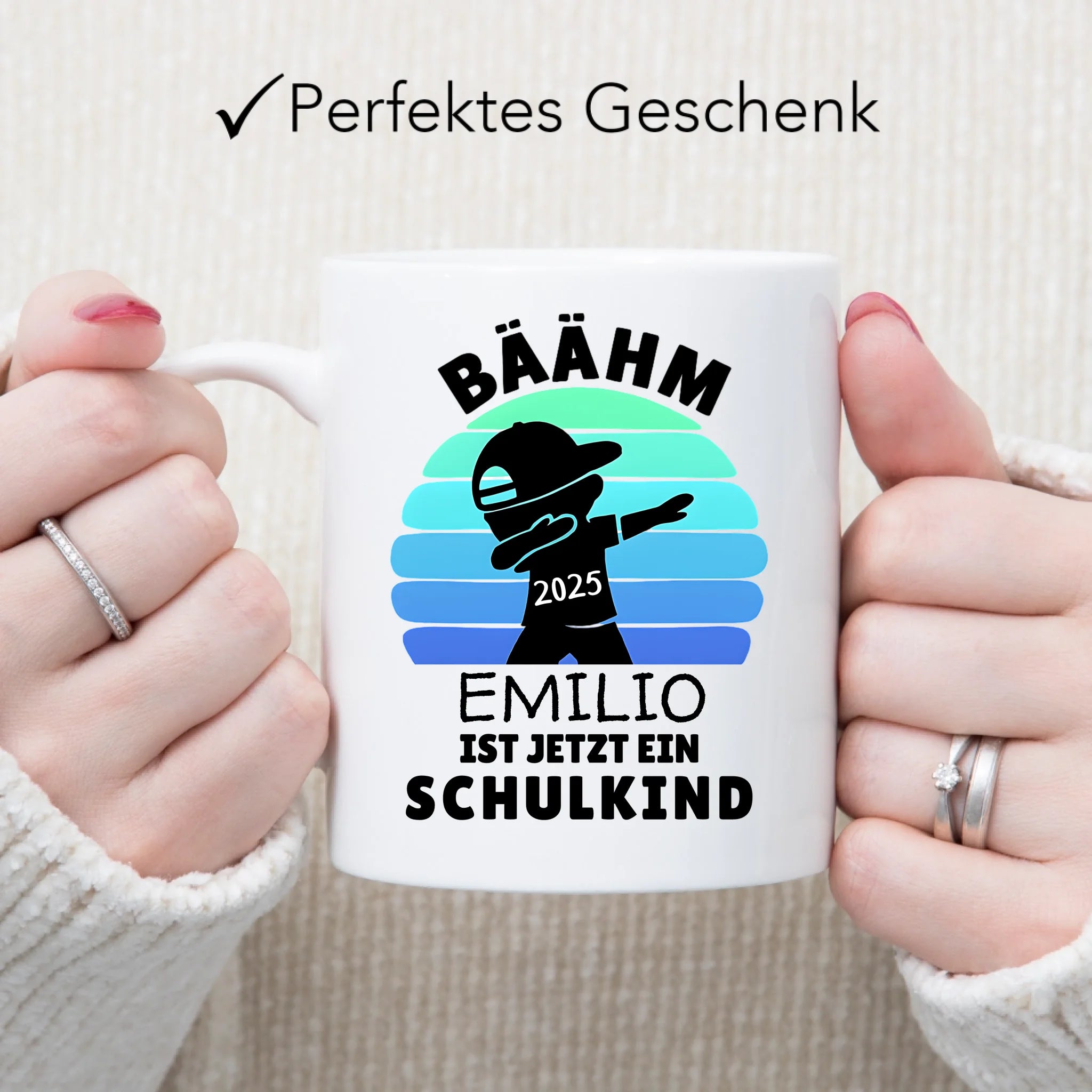Bäähm Schulkind 2025 Tasse Personalisiert, Kleines Geschenk Einschulung Schulstart Schuleinführung mit Name & Jahr für Erstklässler