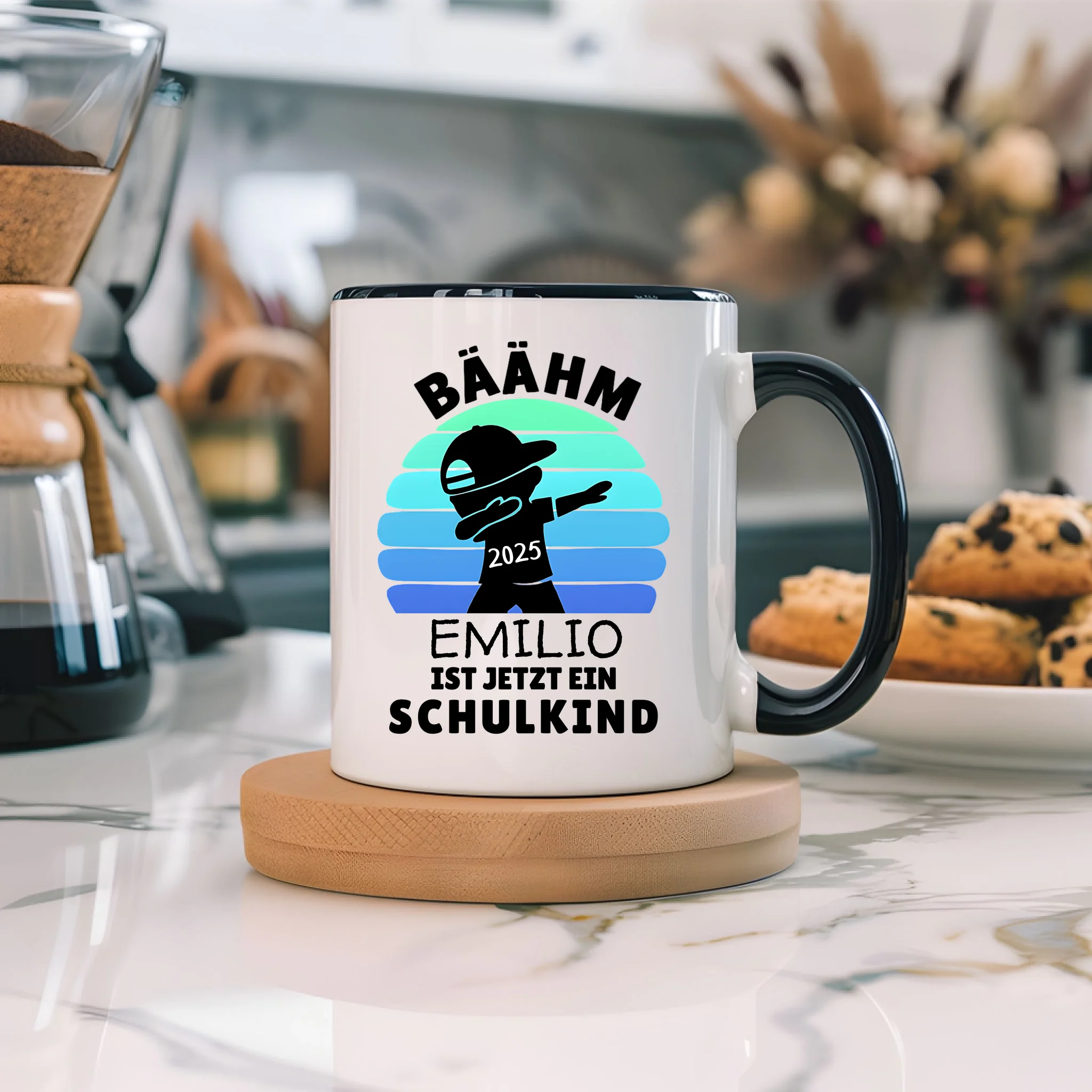Bäähm Schulkind 2025 Tasse Personalisiert, Kleines Geschenk Einschulung Schulstart Schuleinführung mit Name & Jahr für Erstklässler