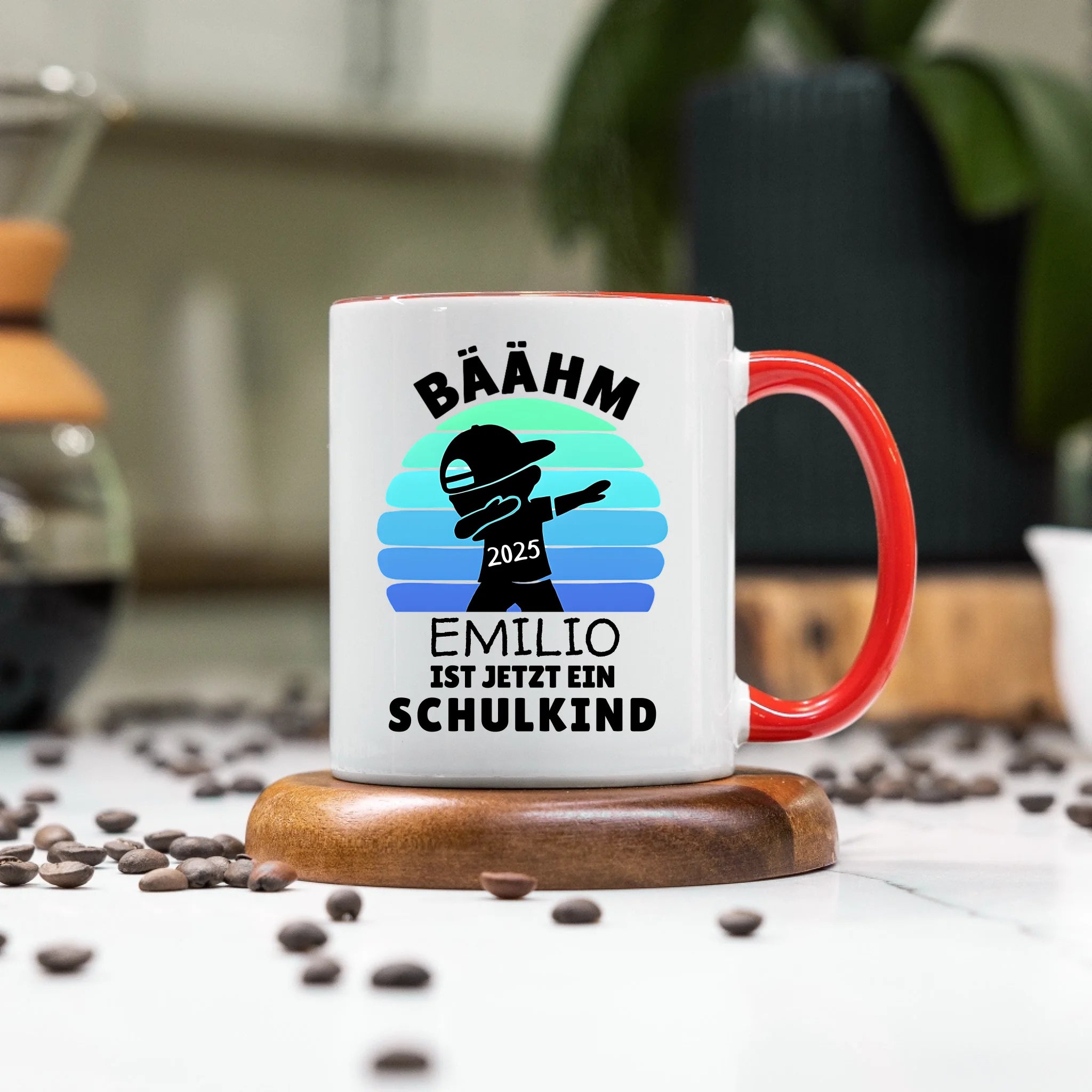 Bäähm Schulkind 2025 Tasse Personalisiert, Kleines Geschenk Einschulung Schulstart Schuleinführung mit Name & Jahr für Erstklässler