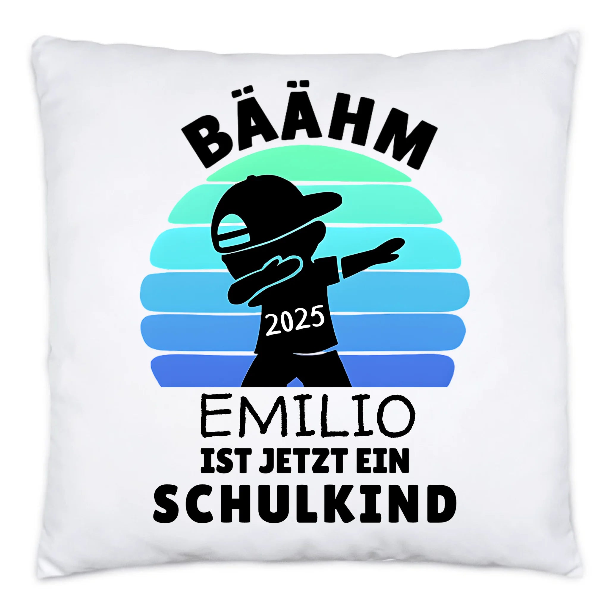 Bäähm Schulkind 2025 Kissen Personalisiert, Kleines Geschenk Einschulung Schulstart Schuleinführung mit Name & Jahr für Erstklässler - Kissen inkl. Füllung