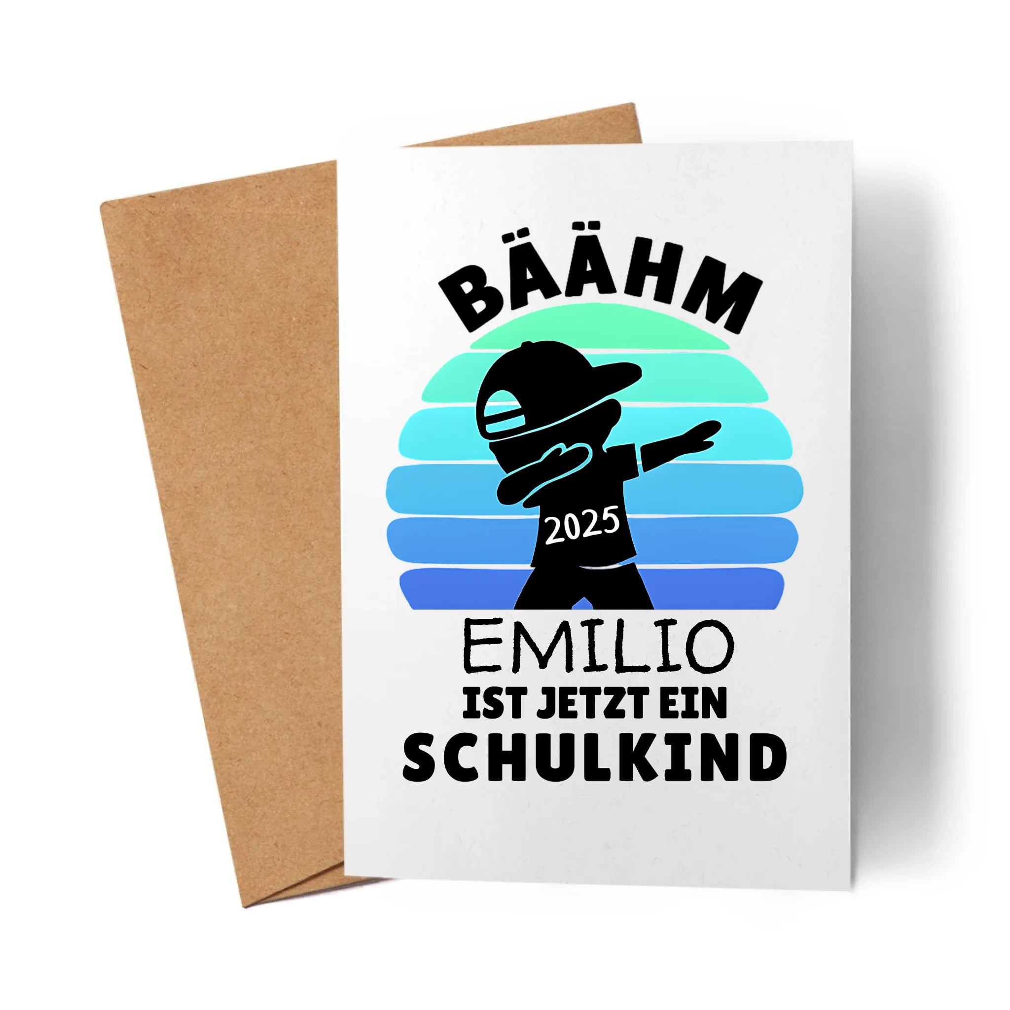 Bäähm Schulkind 2025 Karte Personalisiert, Kleines Geschenk Einschulung Schulstart Schuleinführung mit Name & Jahr für Erstklässler - Einschulungskarte