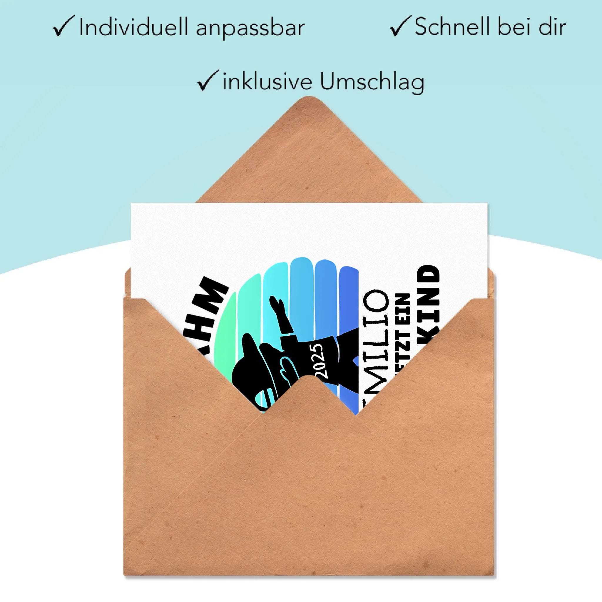 Bäähm Schulkind 2025 Karte Personalisiert, Kleines Geschenk Einschulung Schulstart Schuleinführung mit Name & Jahr für Erstklässler - Einschulungskarte