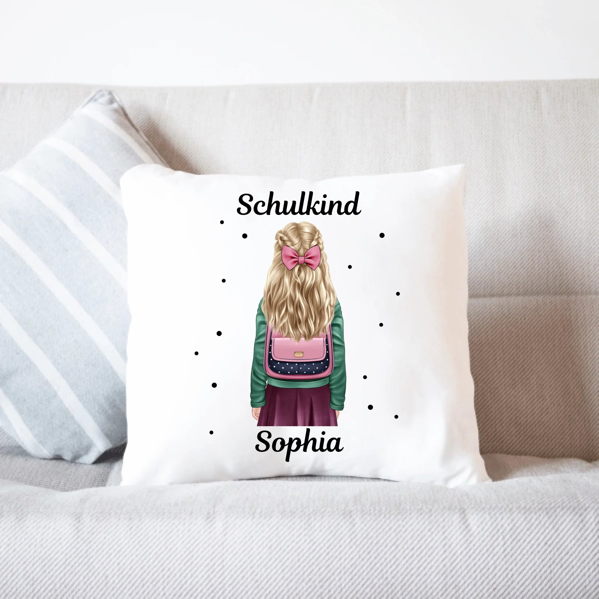 Kissen Schulkind 2025 Mädchen Junge, Einschulung Schulanfang Geschenk Personalisiert mit Name, Einschulungsgeschenk zum ersten Schultag für Erstklässler - Kissen inkl. Füllung