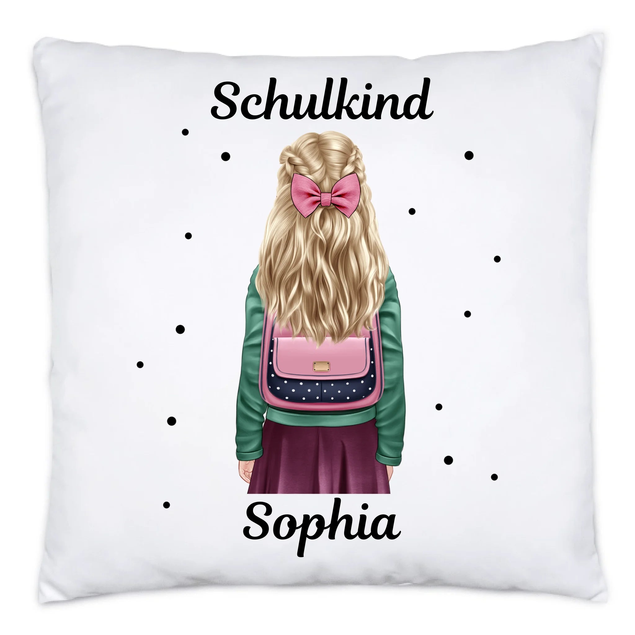 Kissen Schulkind 2025 Mädchen Junge, Einschulung Schulanfang Geschenk Personalisiert mit Name, Einschulungsgeschenk zum ersten Schultag für Erstklässler - Kissen inkl. Füllung