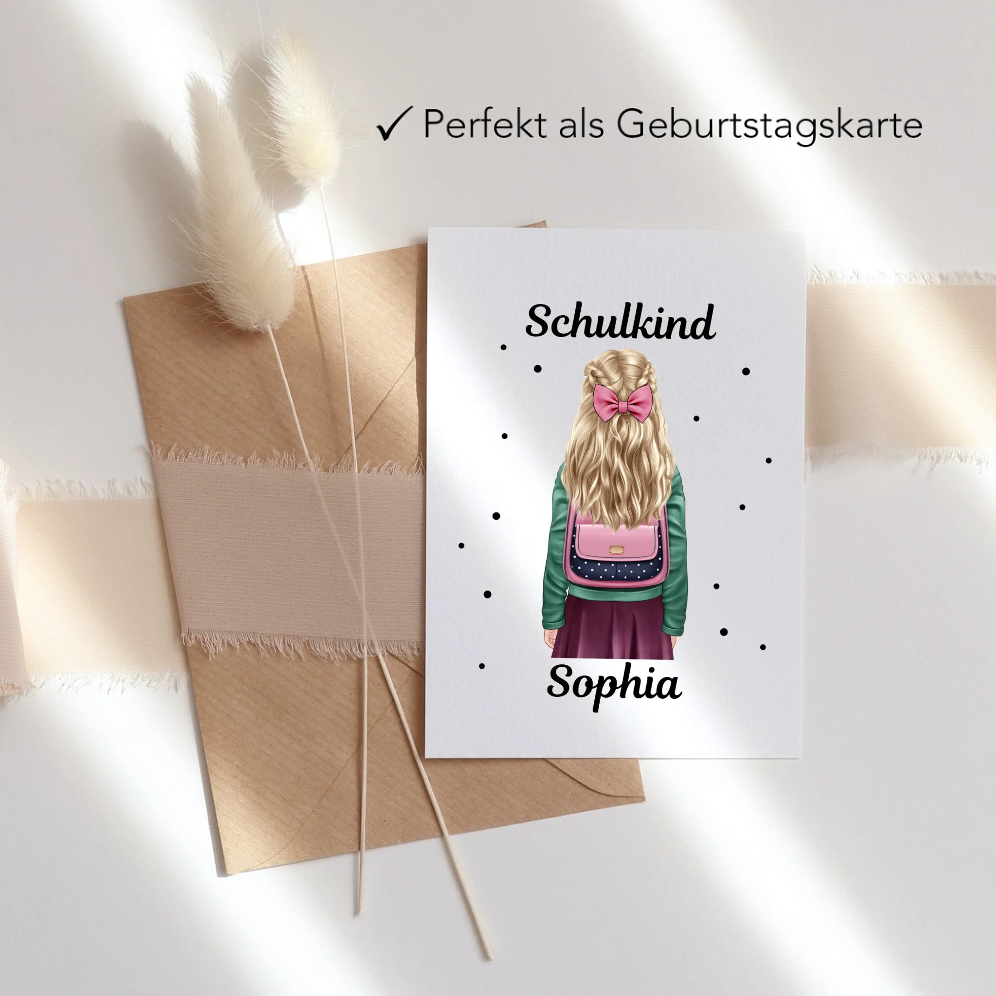 Karte Schulkind 2025 Mädchen Junge, Einschulung Schulanfang Geschenk Personalisiert mit Name, Einschulungskarte zum ersten Schultag für Erstklässler - Grußkarte