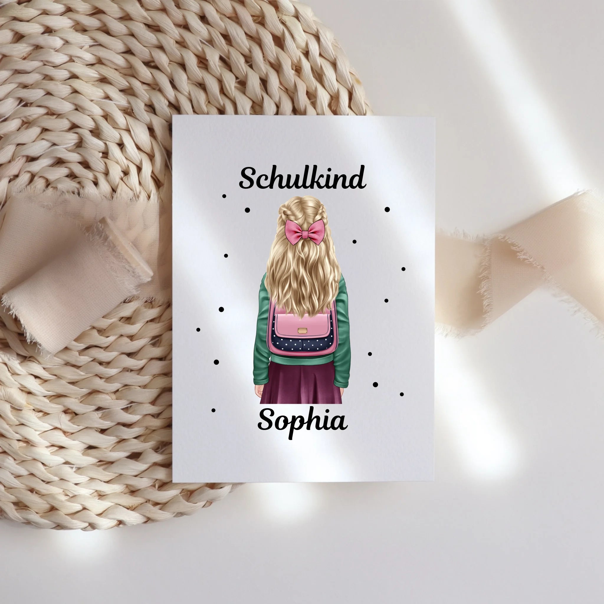 Karte Schulkind 2025 Mädchen Junge, Einschulung Schulanfang Geschenk Personalisiert mit Name, Einschulungskarte zum ersten Schultag für Erstklässler - Grußkarte