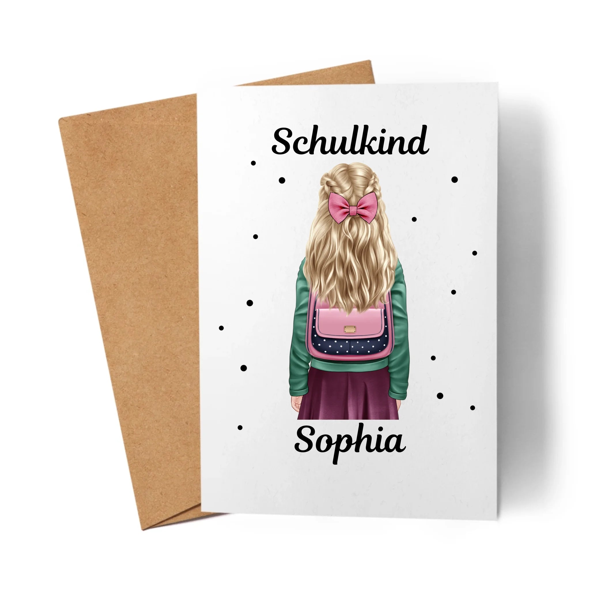 Karte Schulkind 2025 Mädchen Junge, Einschulung Schulanfang Geschenk Personalisiert mit Name, Einschulungskarte zum ersten Schultag für Erstklässler - Grußkarte