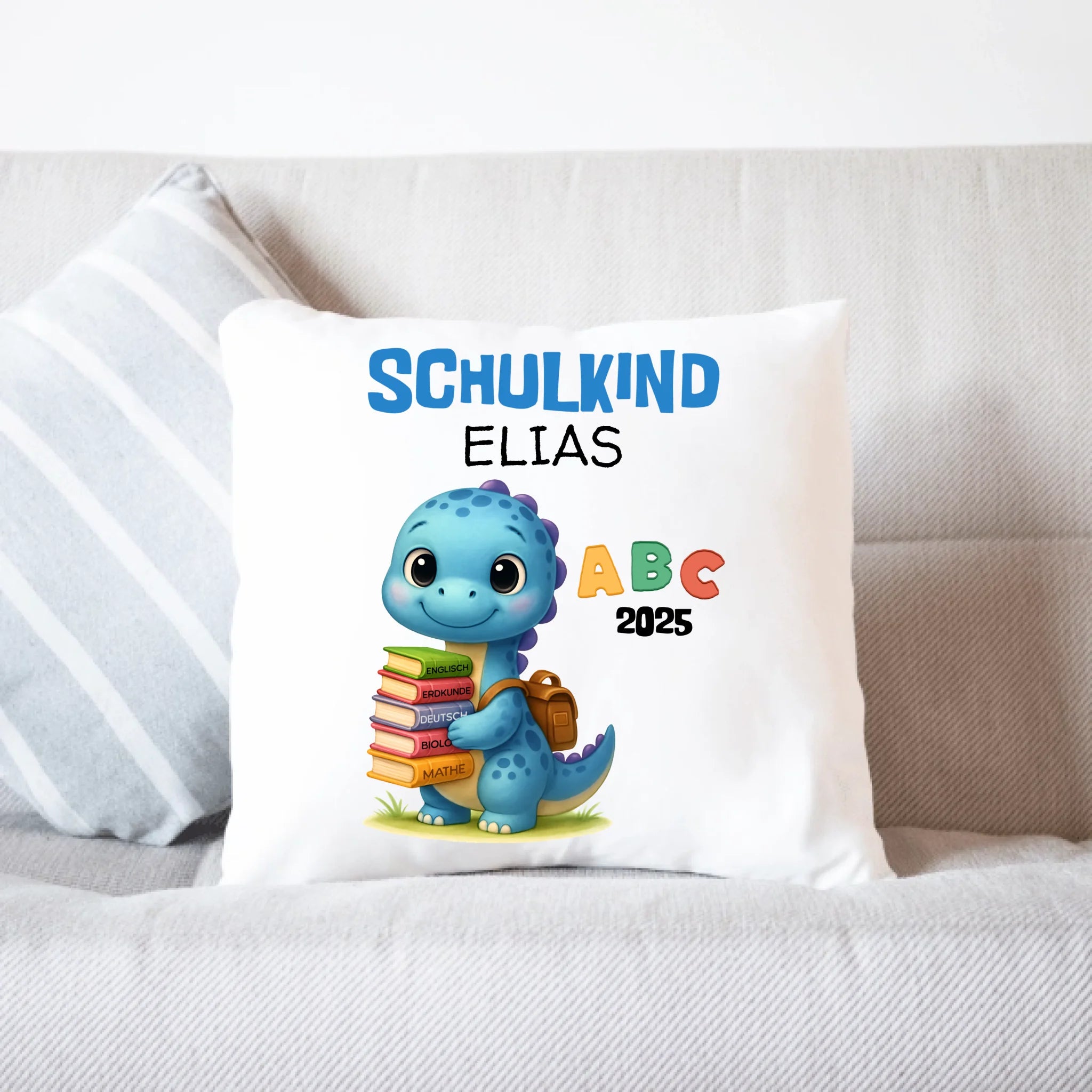Schulkind Kissen, Tiermotiv, Personalisiert, Kleines Geschenk Einschulung Schulstart Schuleinführung mit Name für Erstklässler - Kissen inkl. Füllung