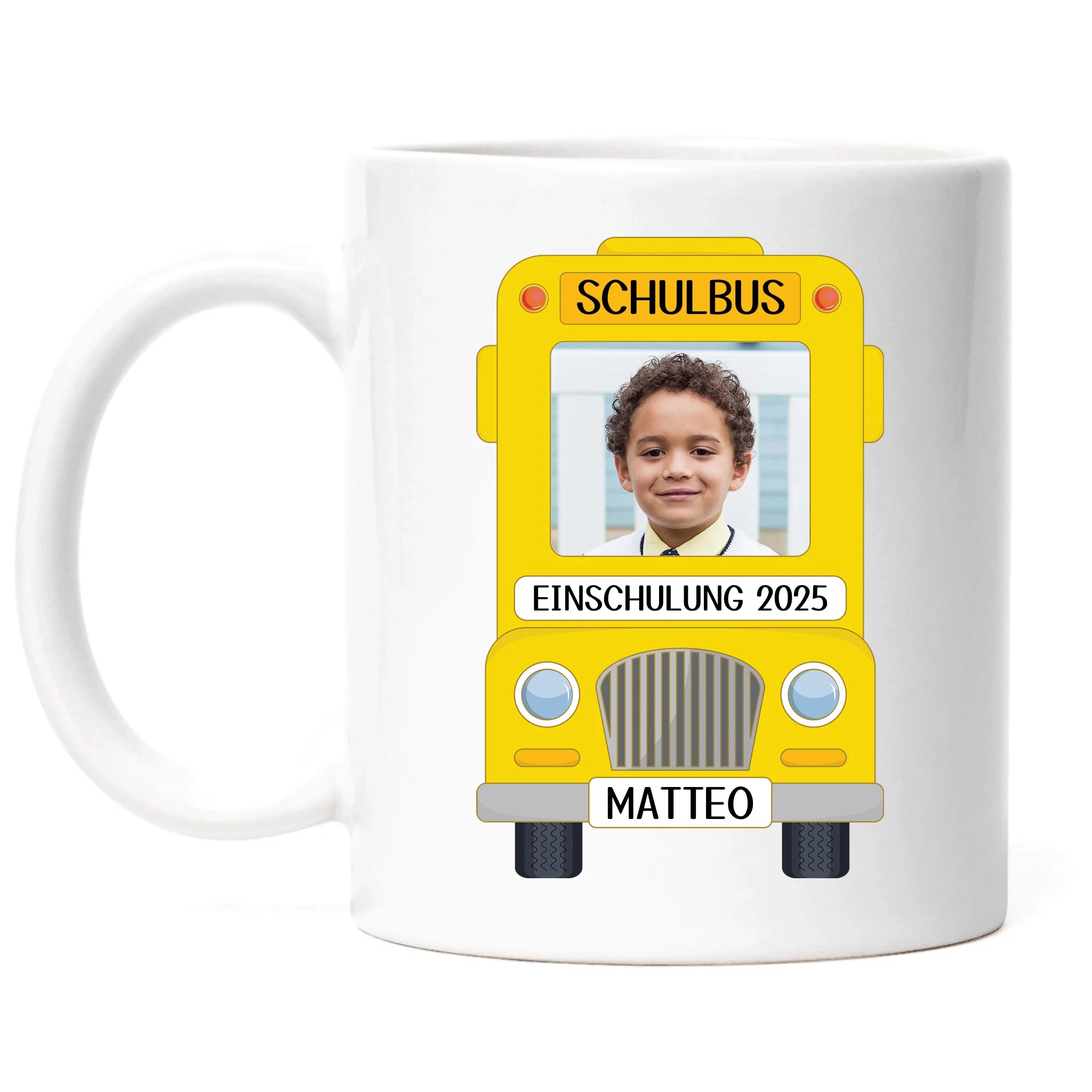 Foto Tasse Schulkind Junge Mädchen, Einschulung Schulanfang Fototasse Personalisiert mit Name Bild, Einschulungsgeschenk ersten Schultag für Erstklässler