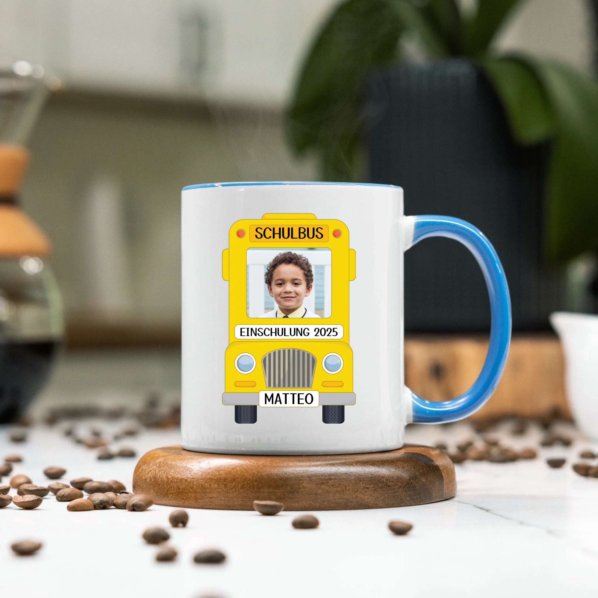 Foto Tasse Schulkind Junge Mädchen, Einschulung Schulanfang Fototasse Personalisiert mit Name Bild, Einschulungsgeschenk ersten Schultag für Erstklässler