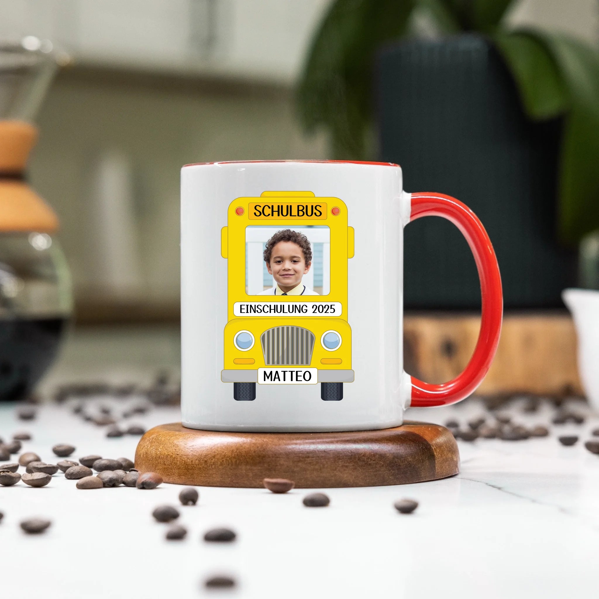 Foto Tasse Schulkind Junge Mädchen, Einschulung Schulanfang Fototasse Personalisiert mit Name Bild, Einschulungsgeschenk ersten Schultag für Erstklässler
