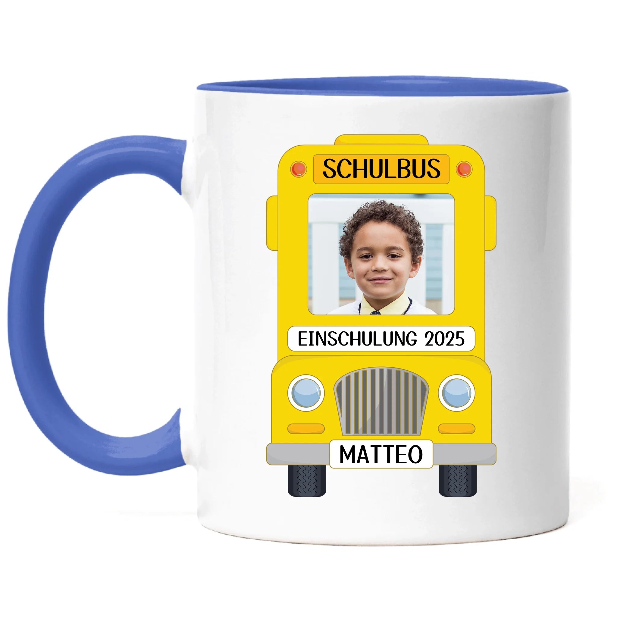 Foto Tasse Schulkind Junge Mädchen, Einschulung Schulanfang Fototasse Personalisiert mit Name Bild, Einschulungsgeschenk ersten Schultag für Erstklässler
