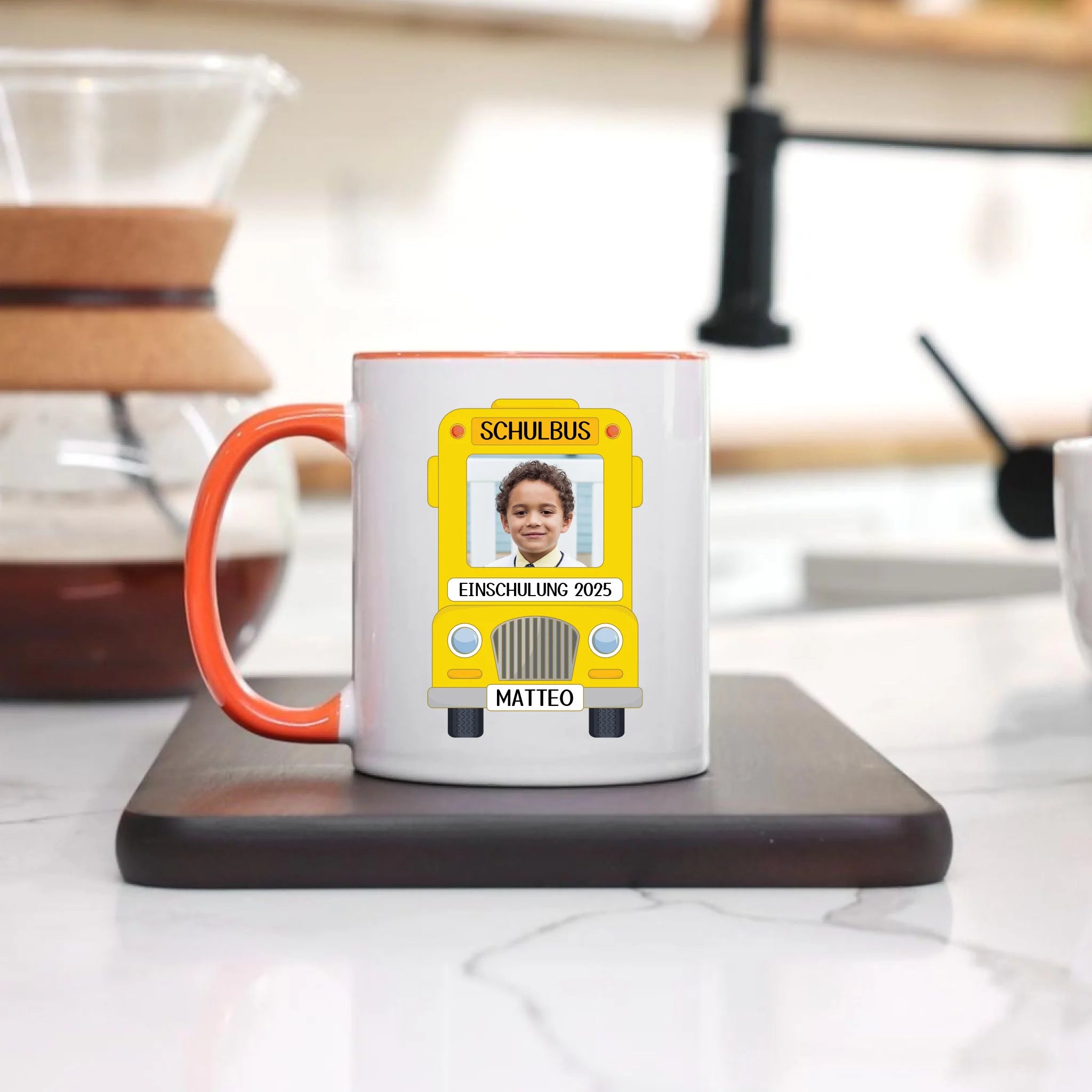Foto Tasse Schulkind Junge Mädchen, Einschulung Schulanfang Fototasse Personalisiert mit Name Bild, Einschulungsgeschenk ersten Schultag für Erstklässler