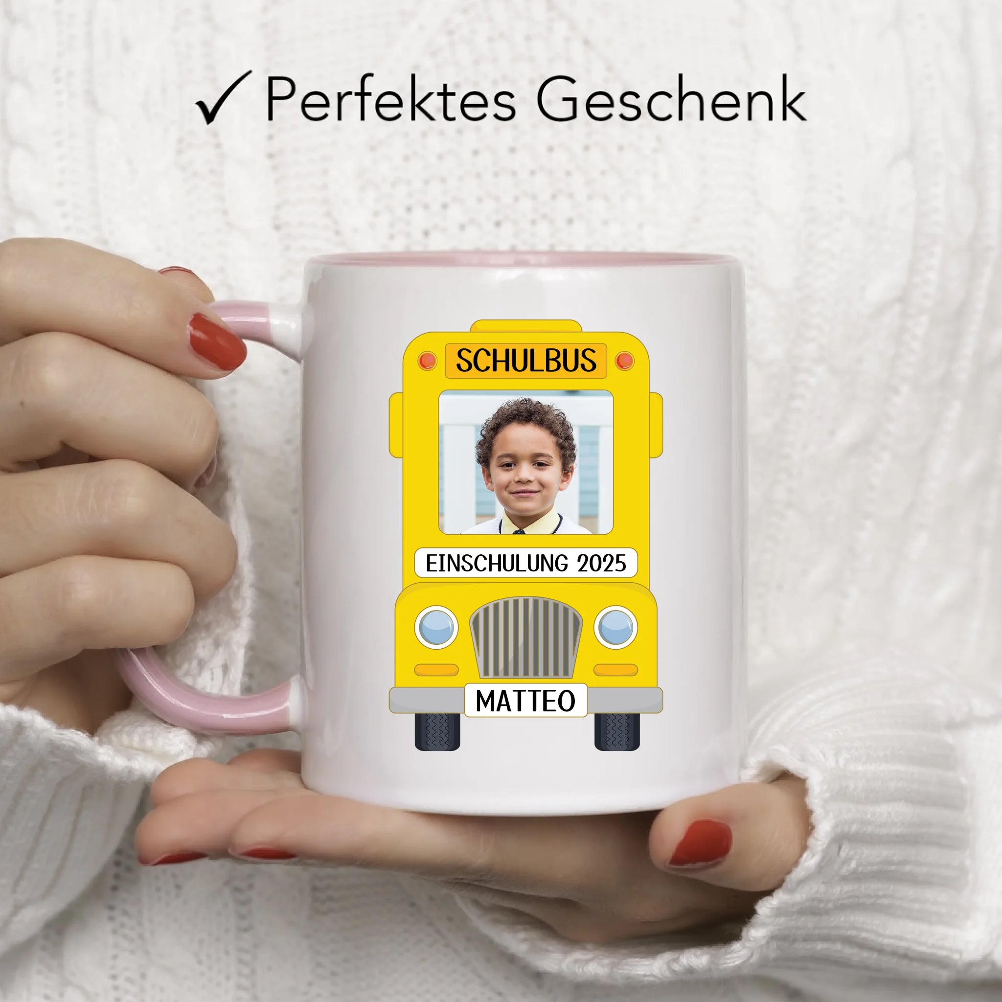 Foto Tasse Schulkind Junge Mädchen, Einschulung Schulanfang Fototasse Personalisiert mit Name Bild, Einschulungsgeschenk ersten Schultag für Erstklässler