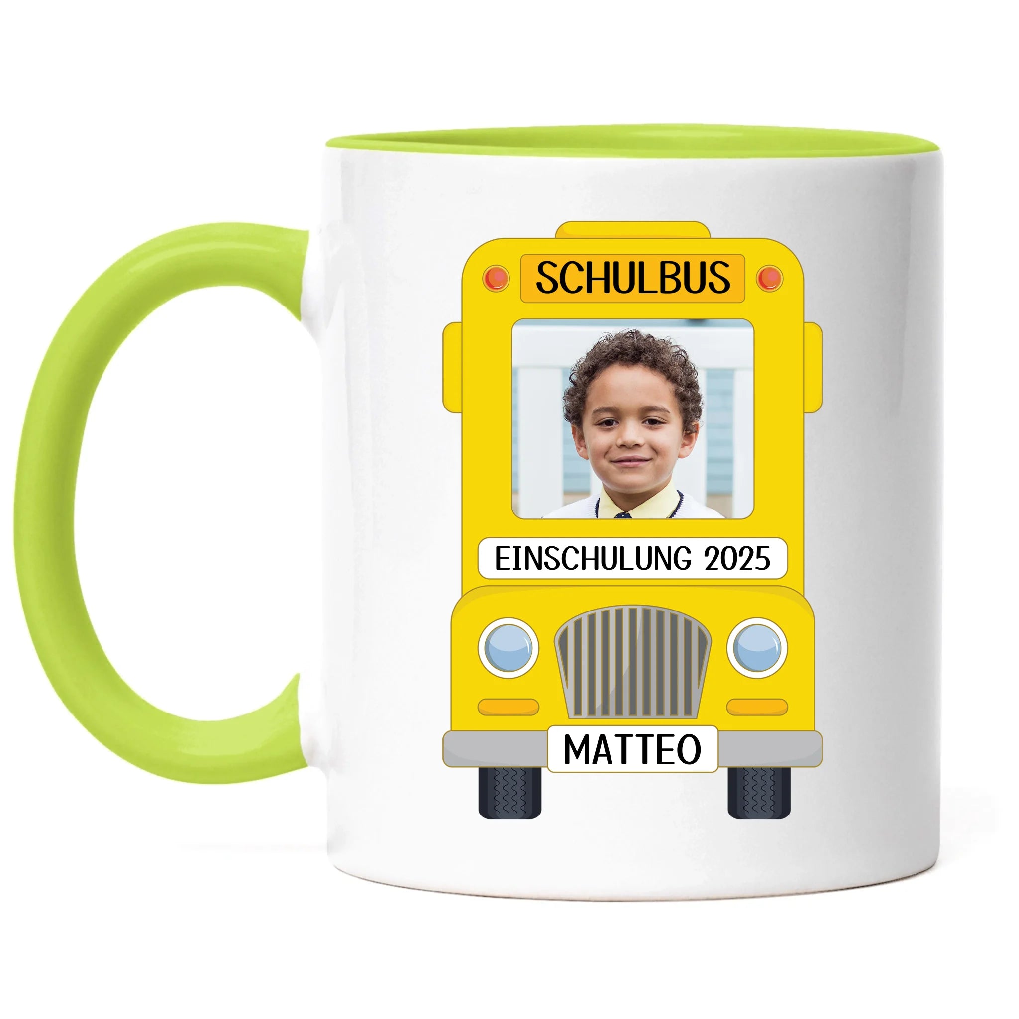 Foto Tasse Schulkind Junge Mädchen, Einschulung Schulanfang Fototasse Personalisiert mit Name Bild, Einschulungsgeschenk ersten Schultag für Erstklässler