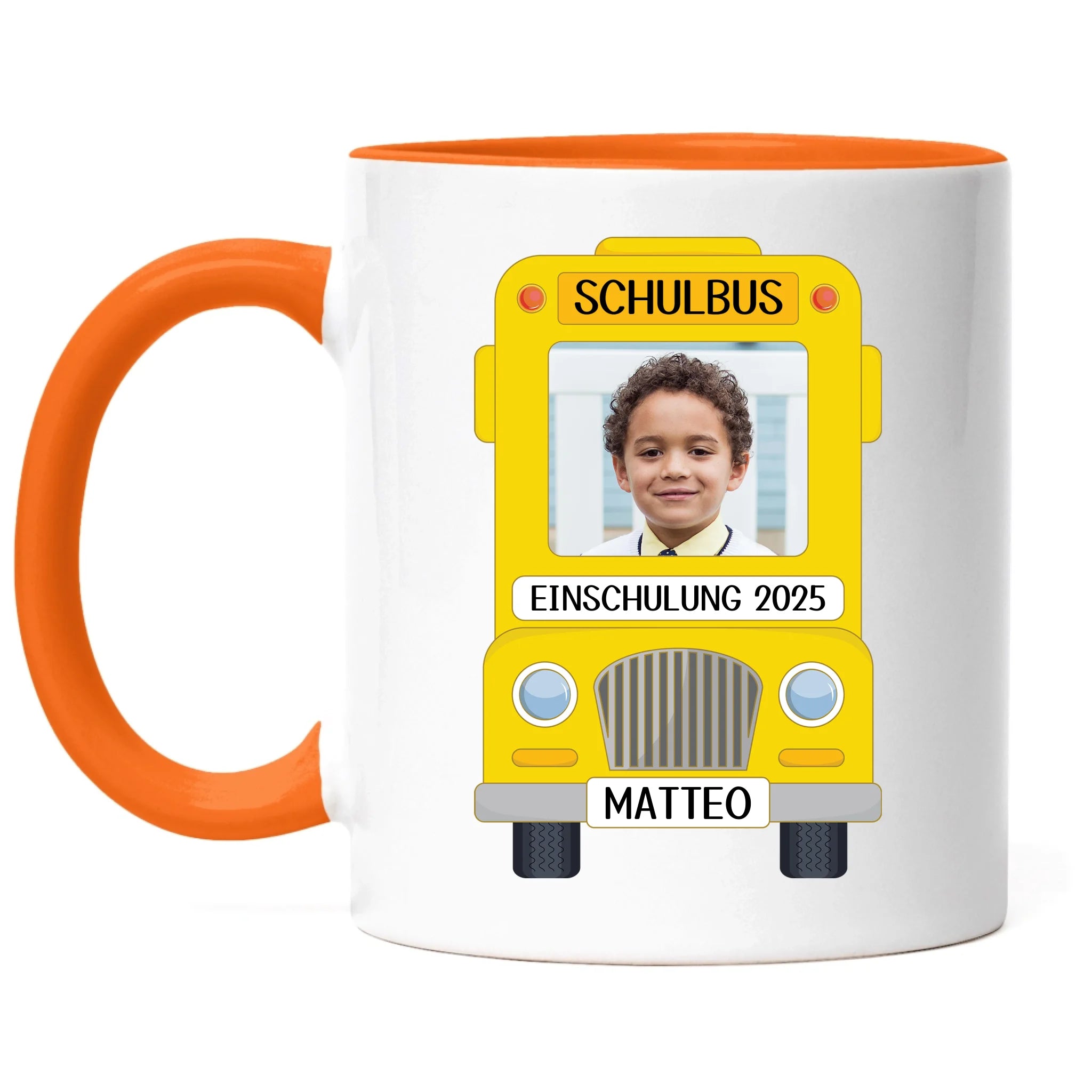 Foto Tasse Schulkind Junge Mädchen, Einschulung Schulanfang Fototasse Personalisiert mit Name Bild, Einschulungsgeschenk ersten Schultag für Erstklässler
