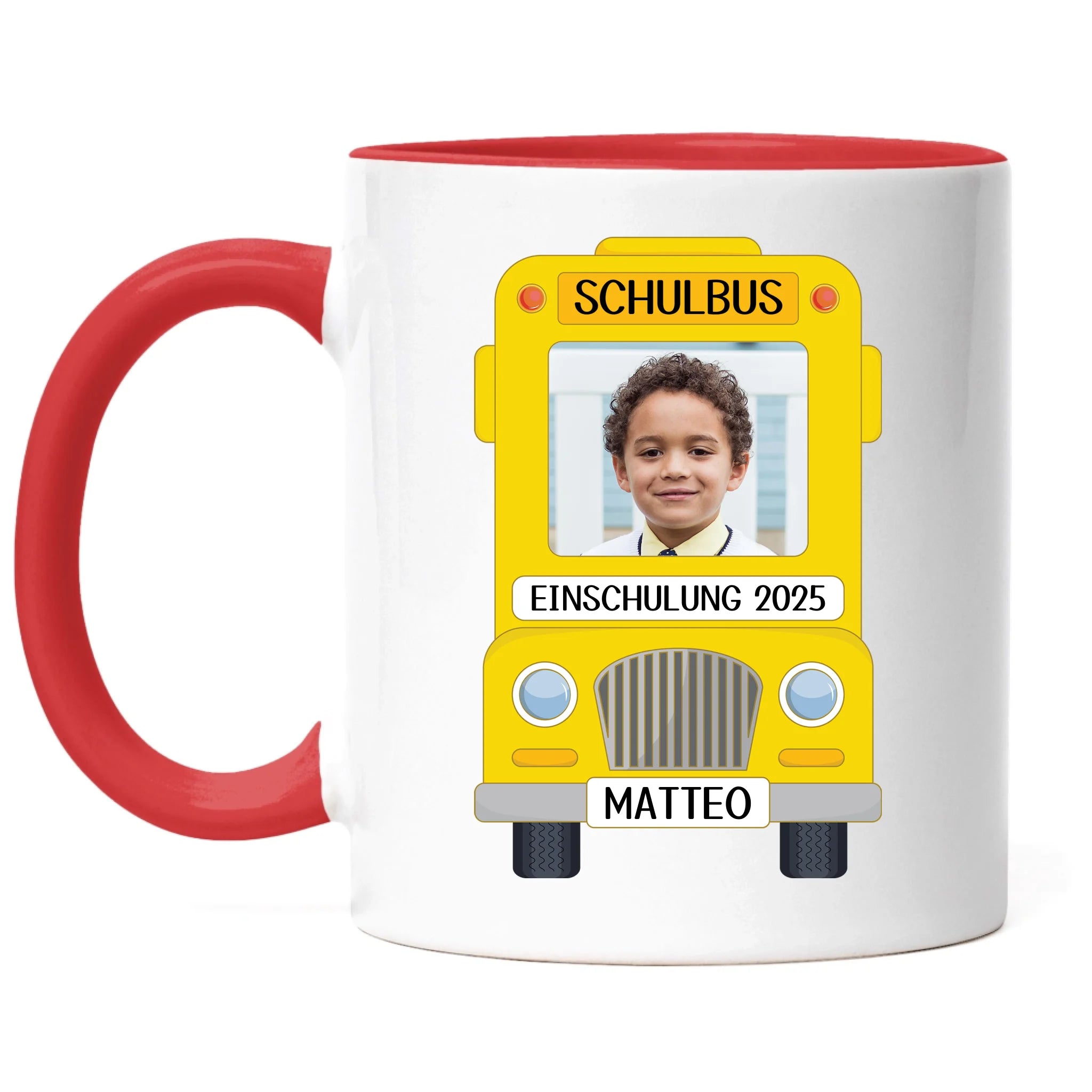Foto Tasse Schulkind Junge Mädchen, Einschulung Schulanfang Fototasse Personalisiert mit Name Bild, Einschulungsgeschenk ersten Schultag für Erstklässler