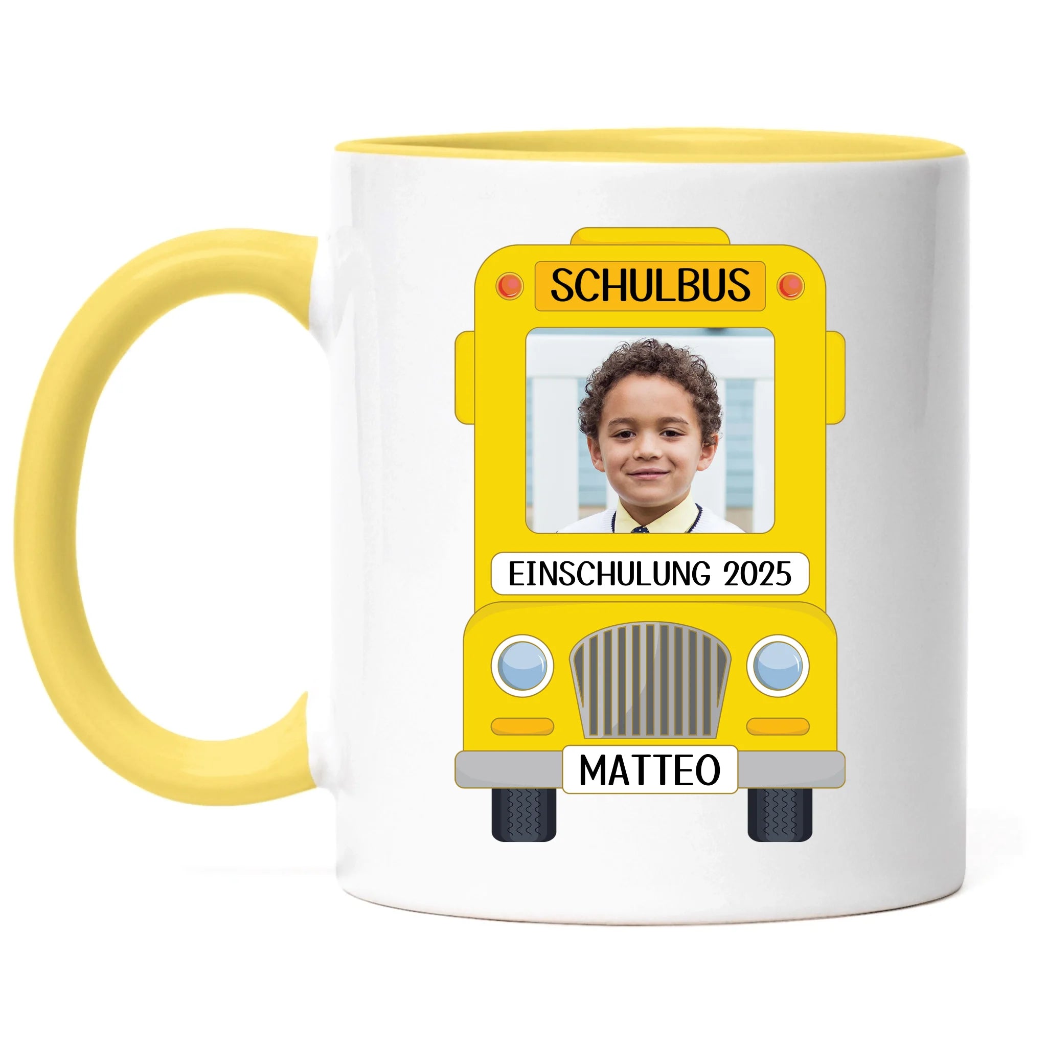 Foto Tasse Schulkind Junge Mädchen, Einschulung Schulanfang Fototasse Personalisiert mit Name Bild, Einschulungsgeschenk ersten Schultag für Erstklässler