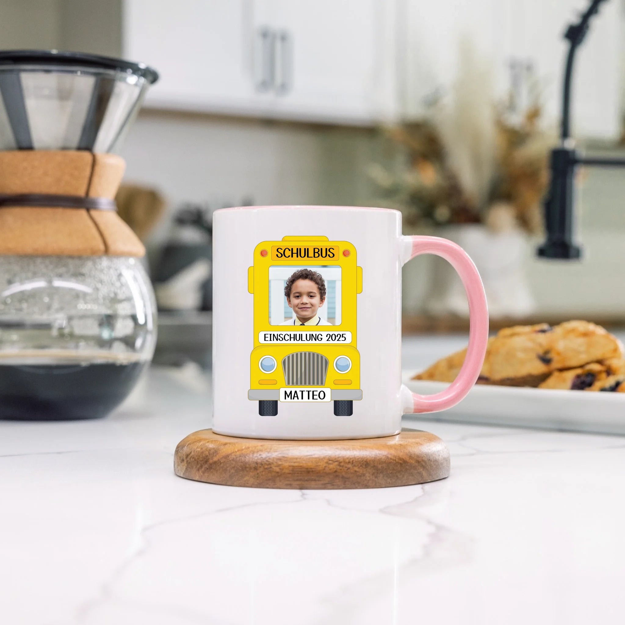 Foto Tasse Schulkind Junge Mädchen, Einschulung Schulanfang Fototasse Personalisiert mit Name Bild, Einschulungsgeschenk ersten Schultag für Erstklässler