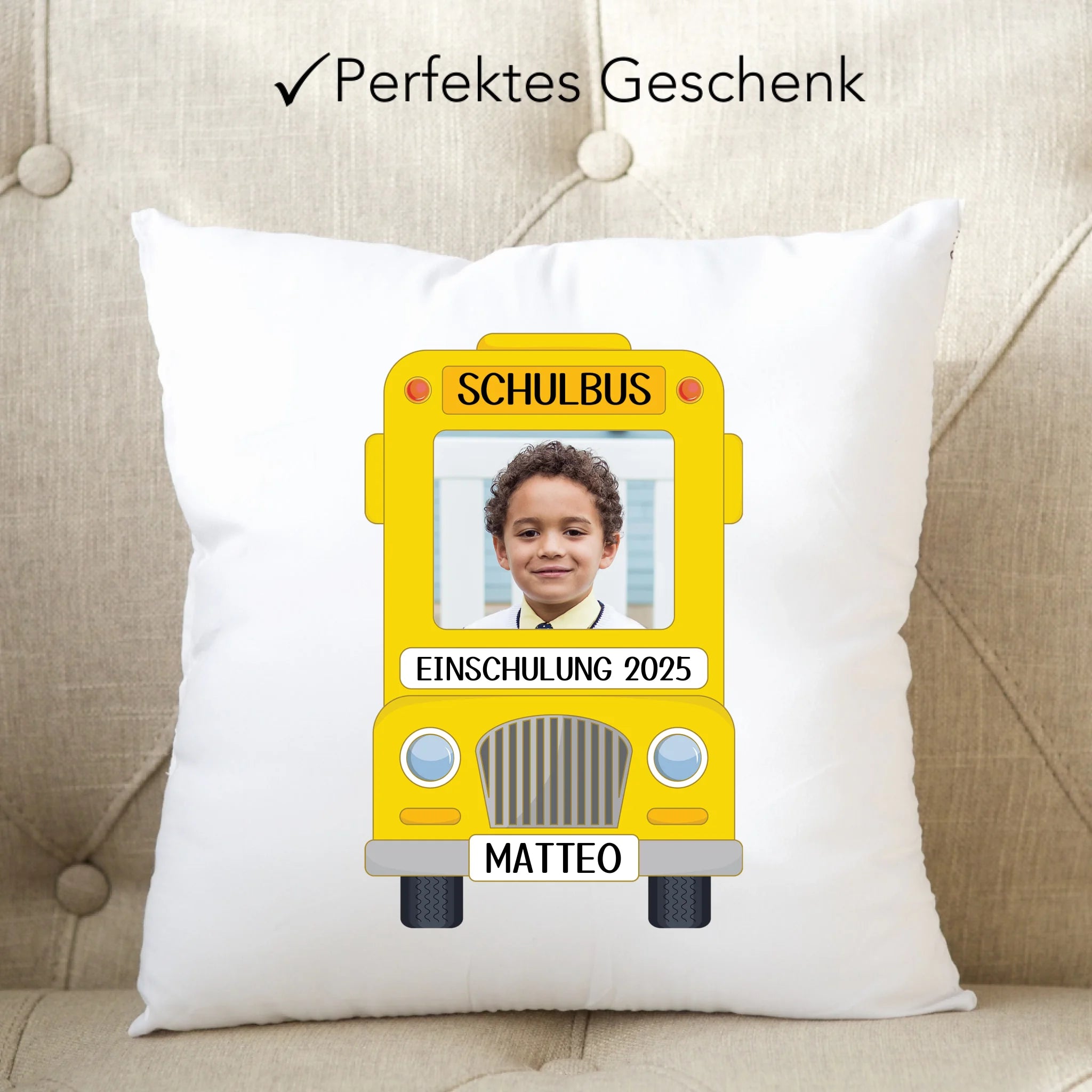 Kissen Schulkind, Einschulung Schulanfang Geschenk Personalisiert mit Name, Einschulungsgeschenk zum ersten Schultag für Erstklässler - Kissen inkl. Füllung