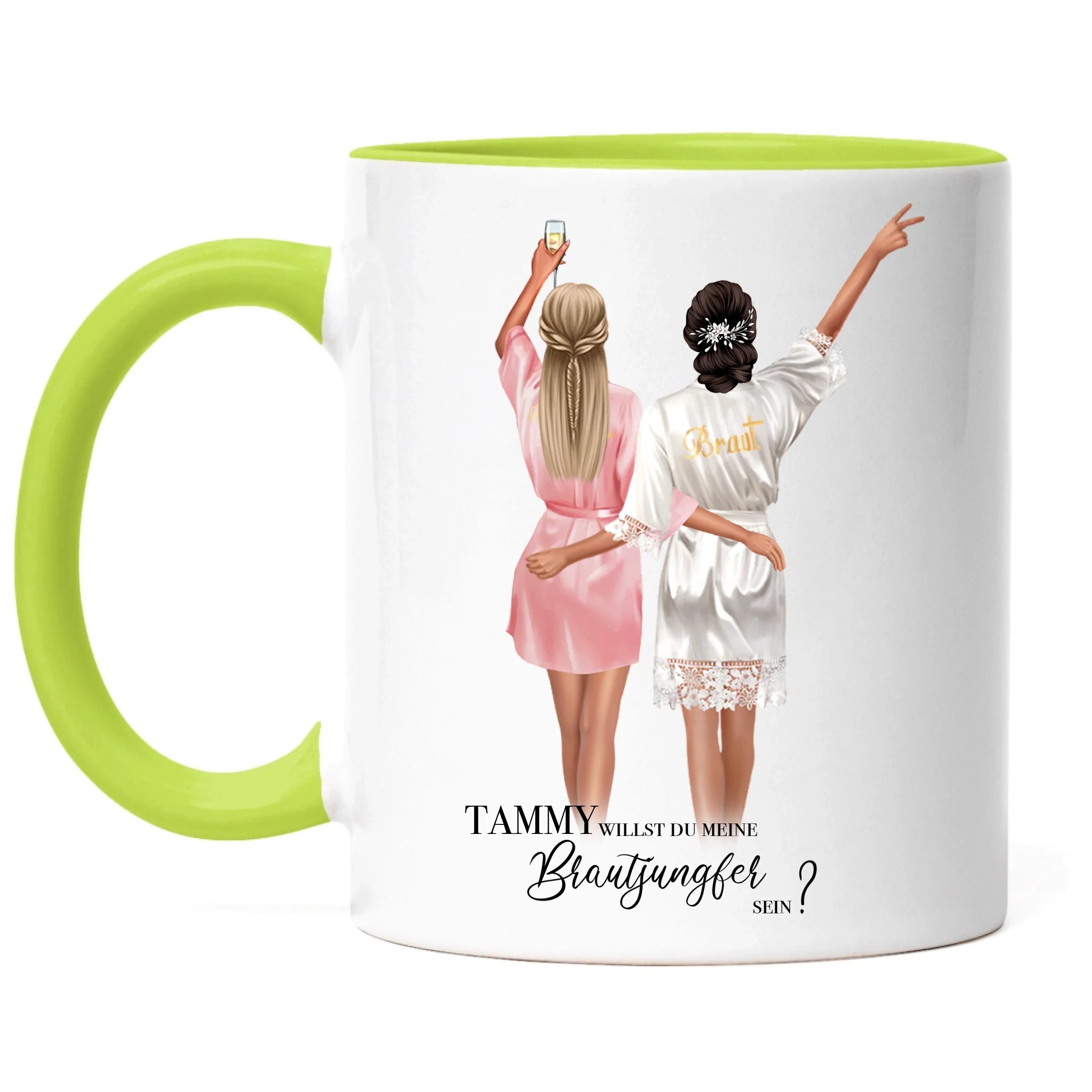 Tasse Brautjungfer Geschenk, Braut Frage & Danke, Willst du meine Trauzeugin sein, Personalisiert mit Name - Geschenk Freundinnen