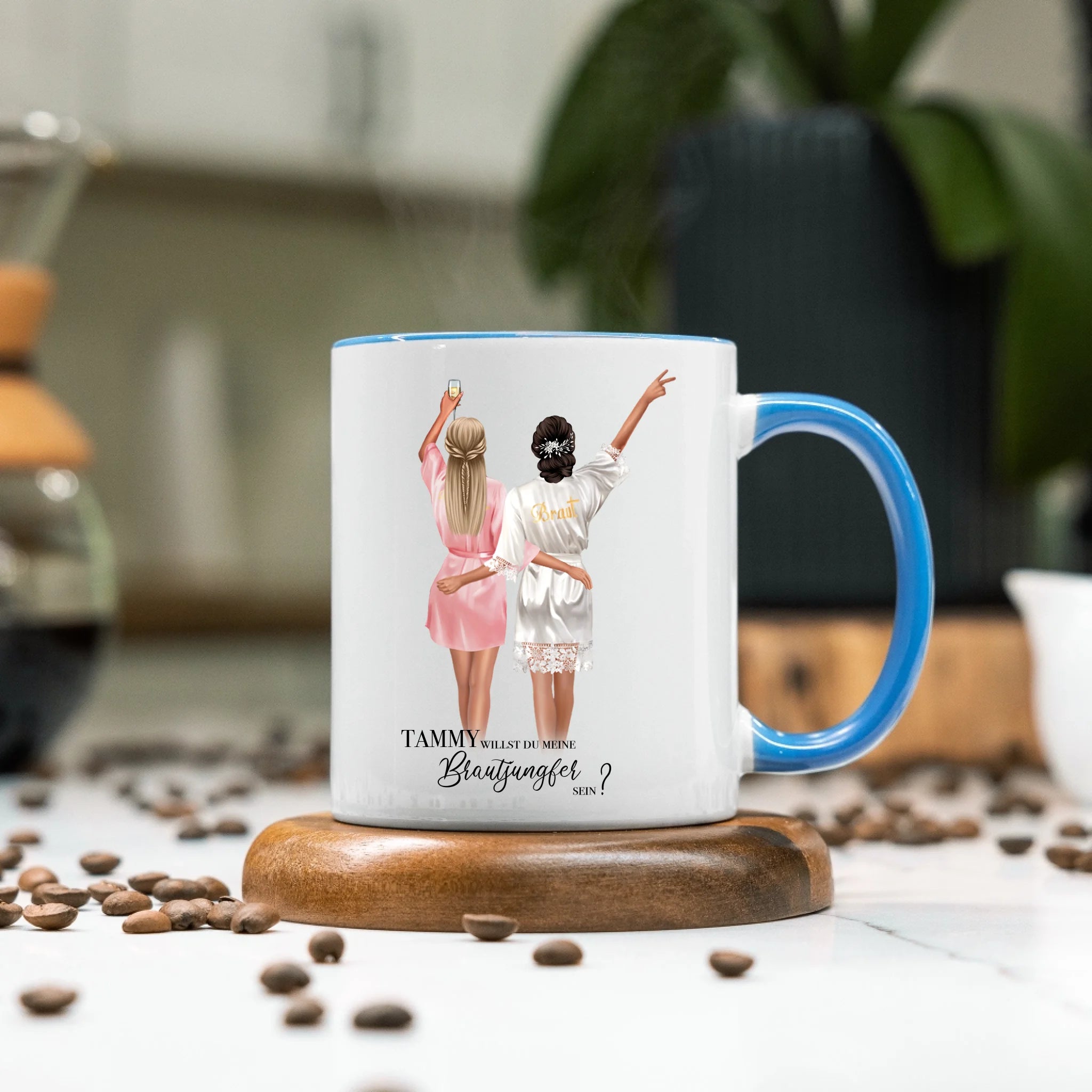 Tasse Brautjungfer Geschenk, Braut Frage & Danke, Willst du meine Trauzeugin sein, Personalisiert mit Name - Geschenk Freundinnen