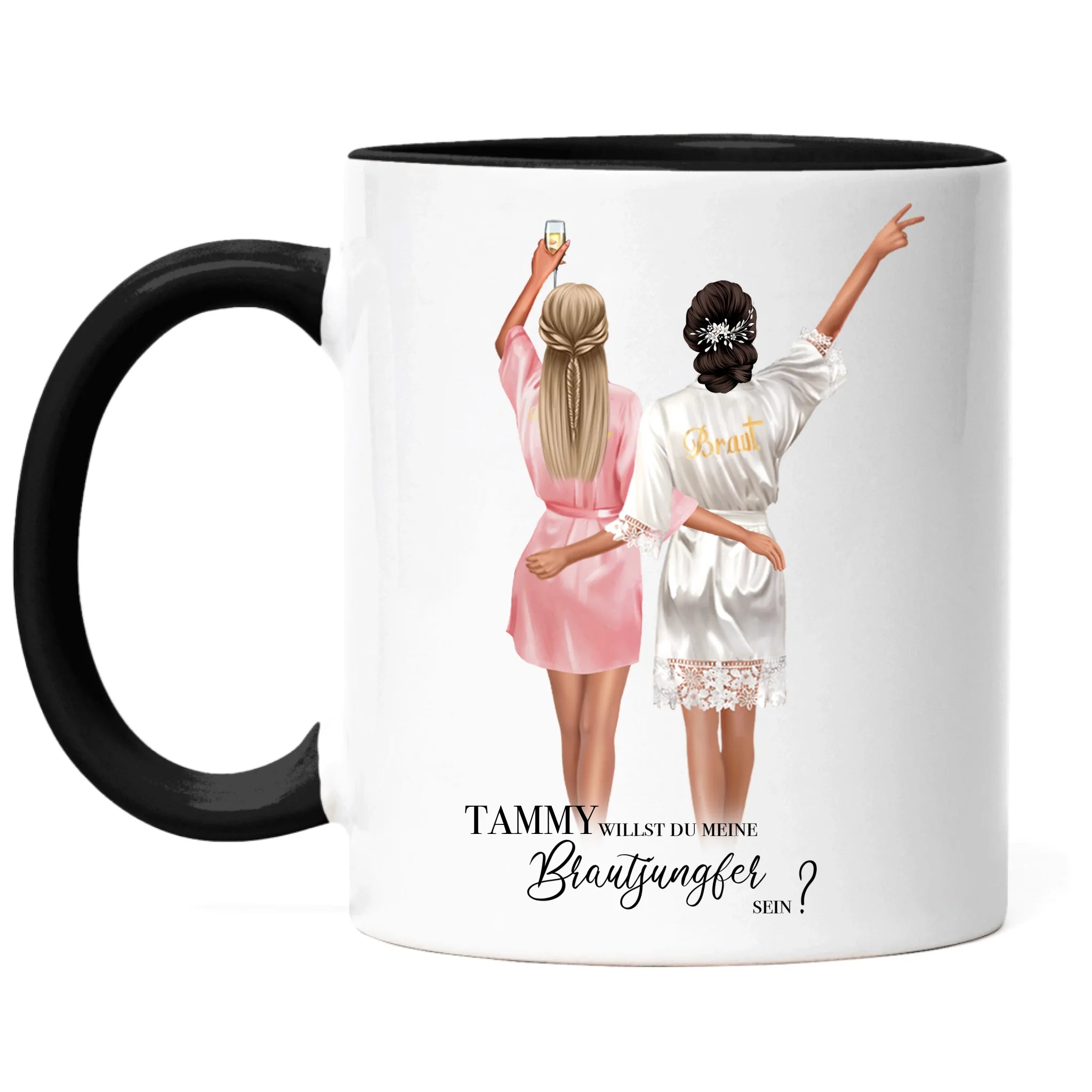 Tasse Brautjungfer Geschenk, Braut Frage & Danke, Willst du meine Trauzeugin sein, Personalisiert mit Name - Geschenk Freundinnen